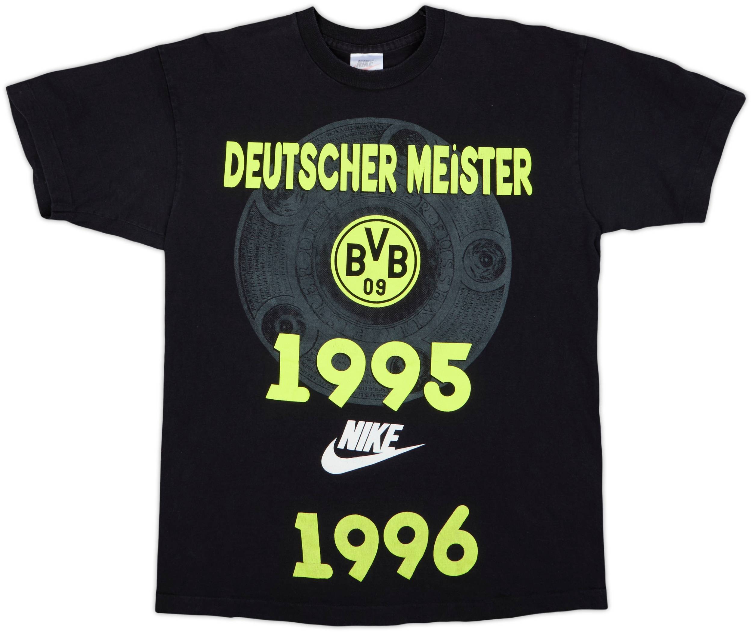 NIKE Borussia Dortmund 1995/96 サッカーシャツ 1995-96 Borussia Dortmund Nike 'Deutscher Meister' Cotton Tee - 8