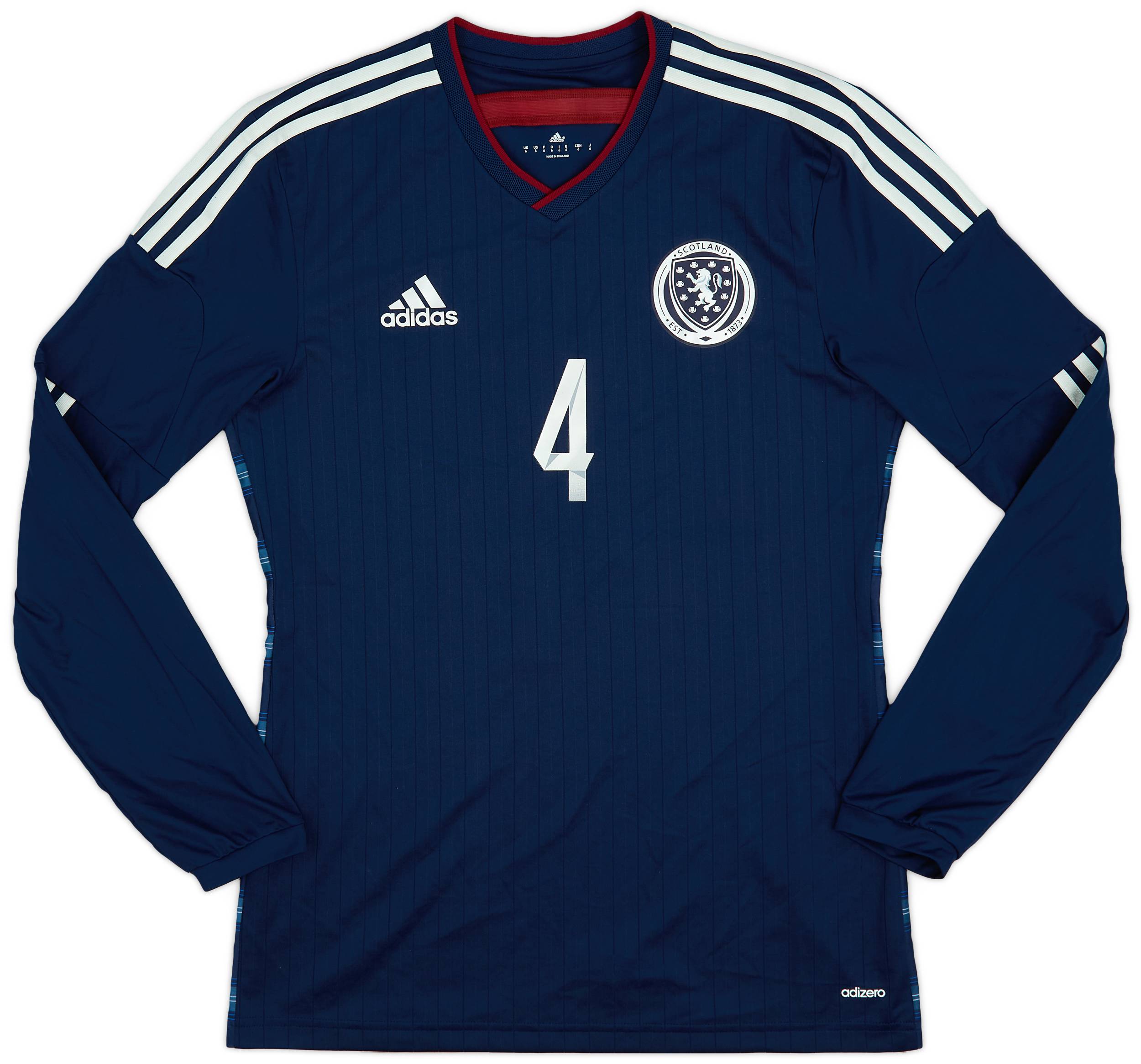 2014-15 Scotland Player Issue Home L/S Shirt #4 - 9/10 - (M)