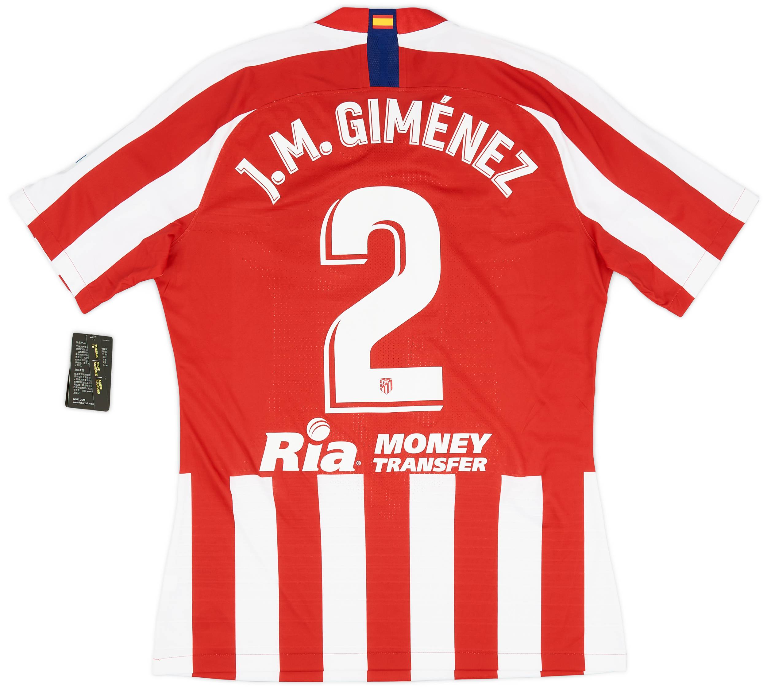 2019-20 Atletico Madrid Authentic Home Shirt J.M. Gimenez #2 (L)