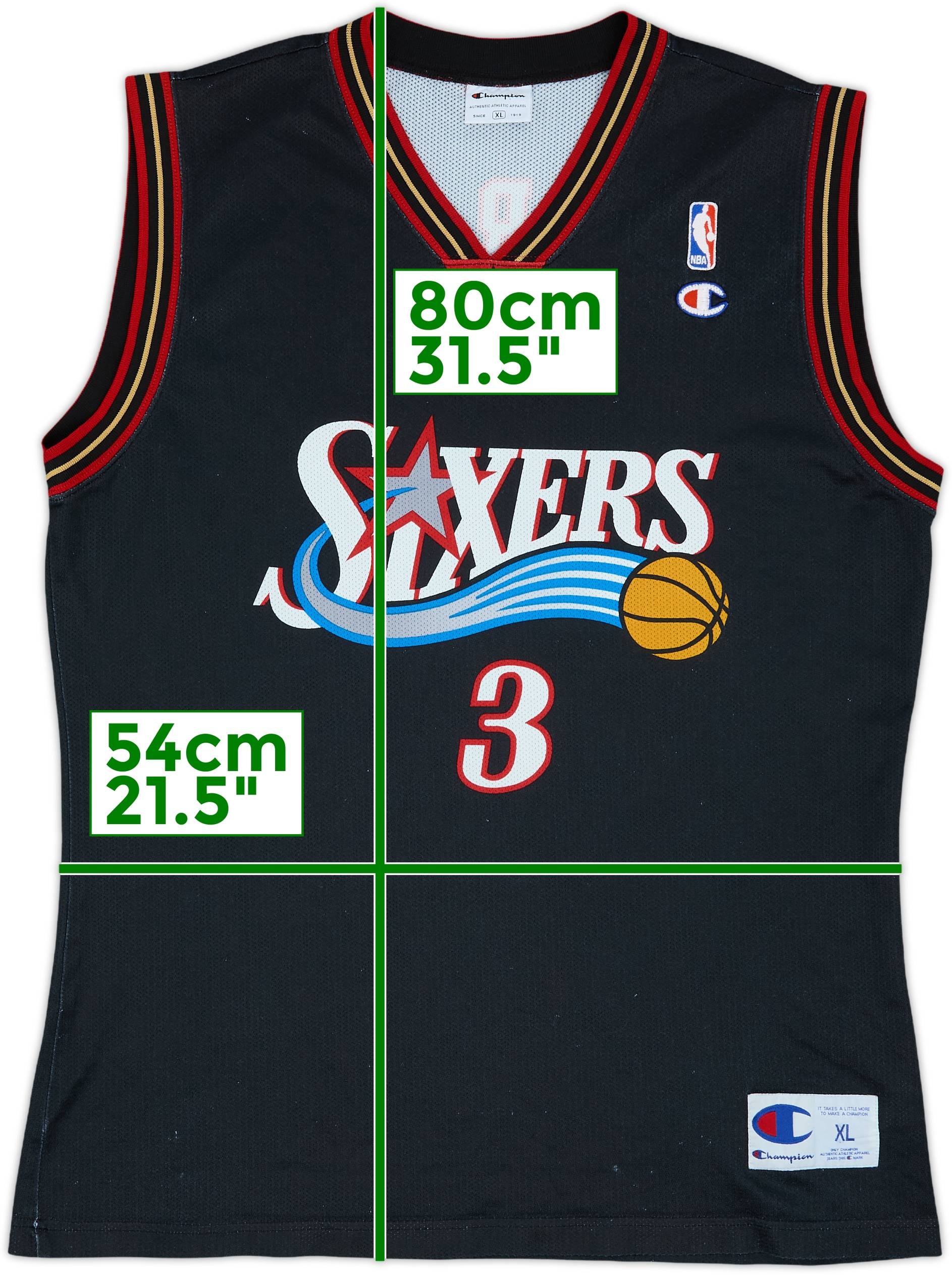 Iverson 3番 Sixers タンクトップ Champion 古着 Champion製 NBA Philadelphia 76ers SIXERS No3 「IVERSON