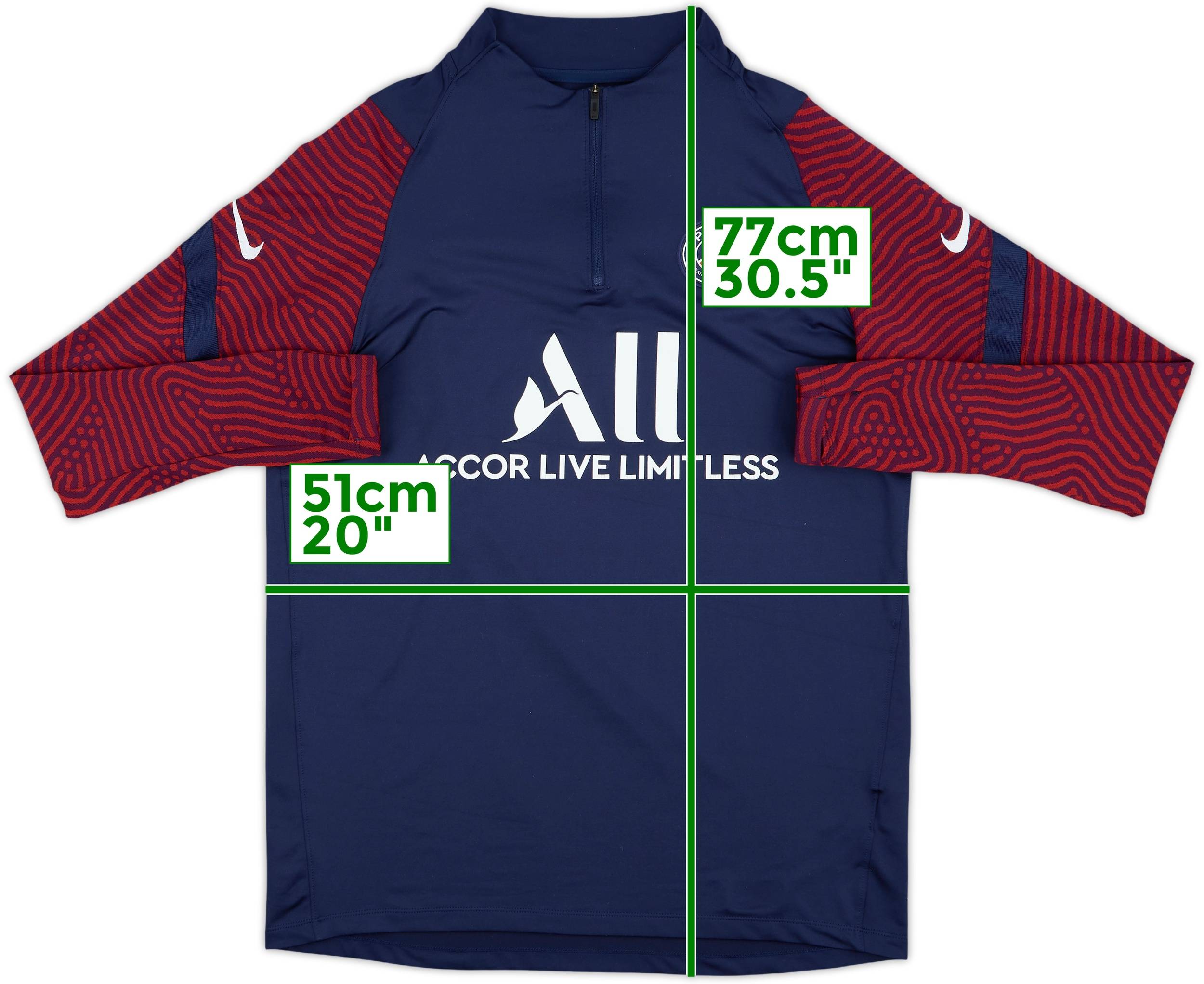 2020-21 Paris Saint-Germain Nike 1/4 Zip Drill Top - 7/10 - (L)
