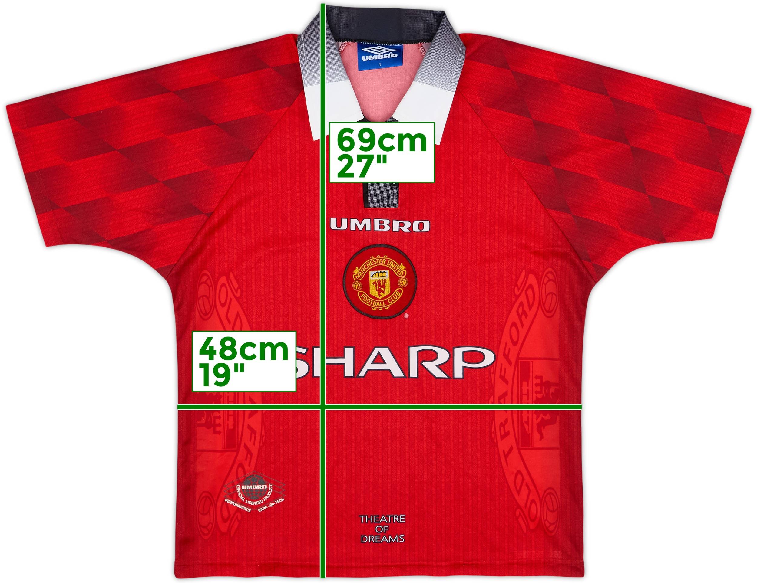 ウェア 1996-98 Manchester United  Shirt 1996-98 Manchester United Home Shirt Cantona 7 [Excellent] L