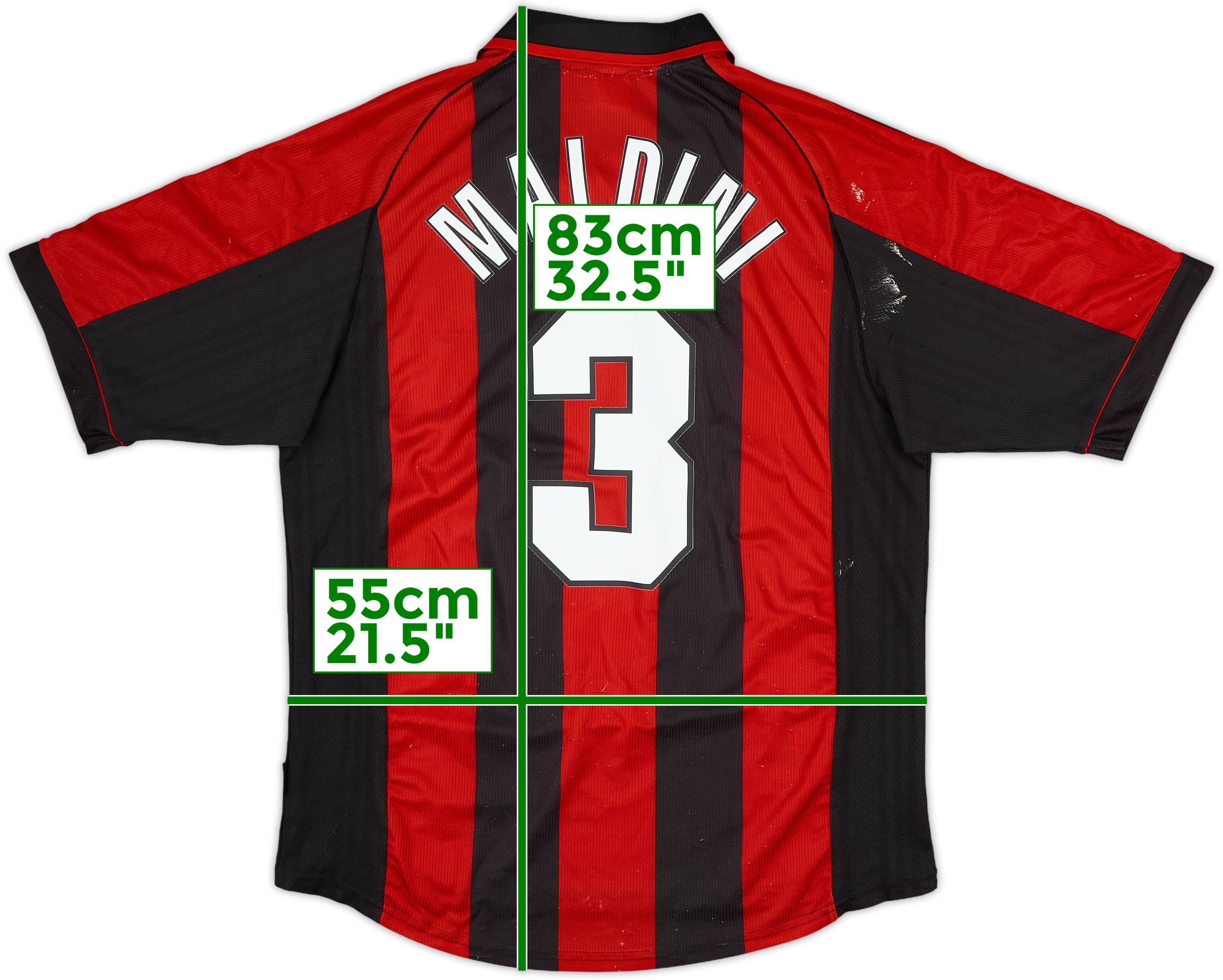 ACミラン MALDINI 3番 シャツ 1998-00 AC Milan Home Shirt Maldini #3 - 5/10 - (L)