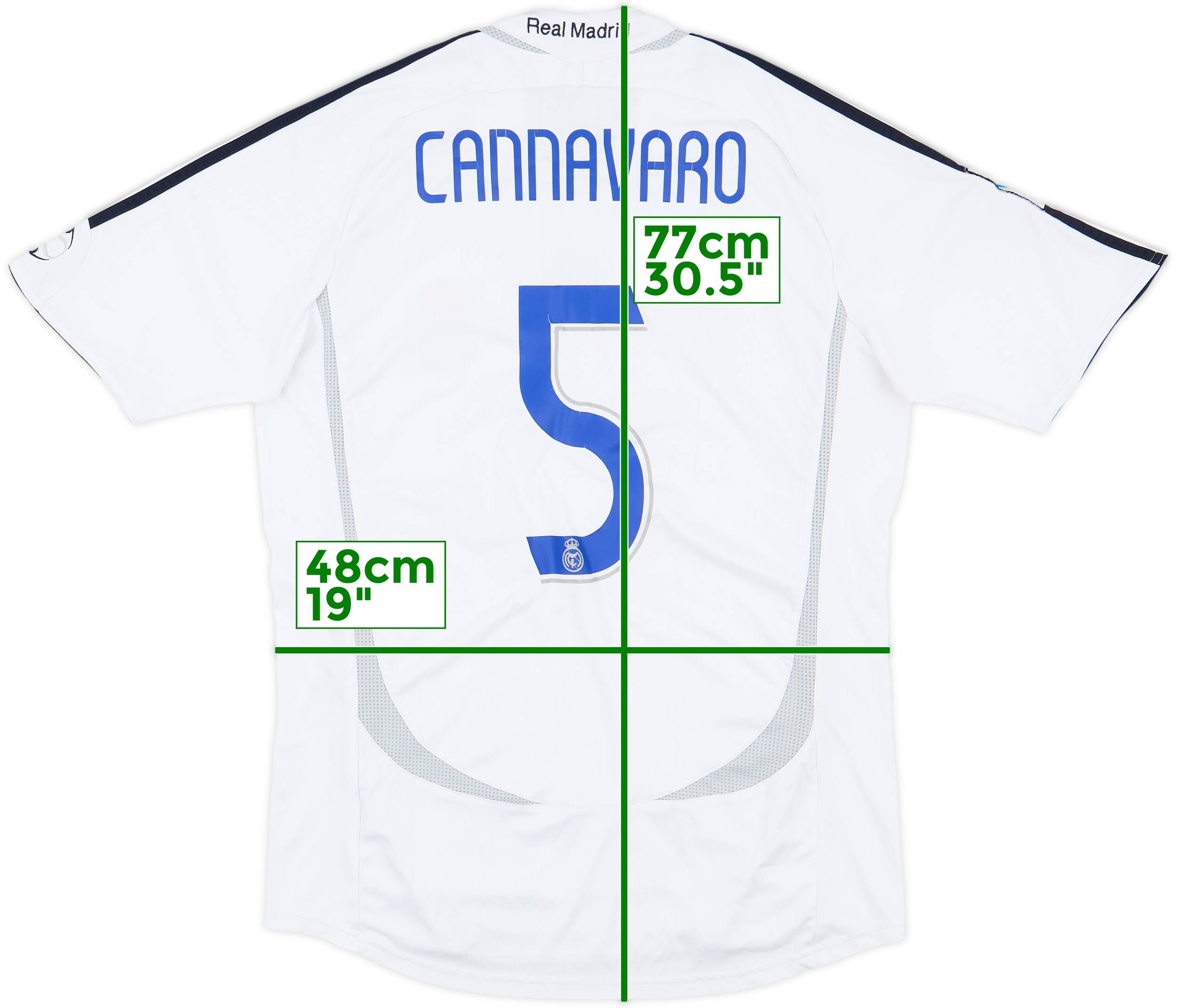 レアル・マドリード　CANNAVARO 5 2006-07 Real Madrid Home Shirt Cannavaro #5 - 8/10 - (M)