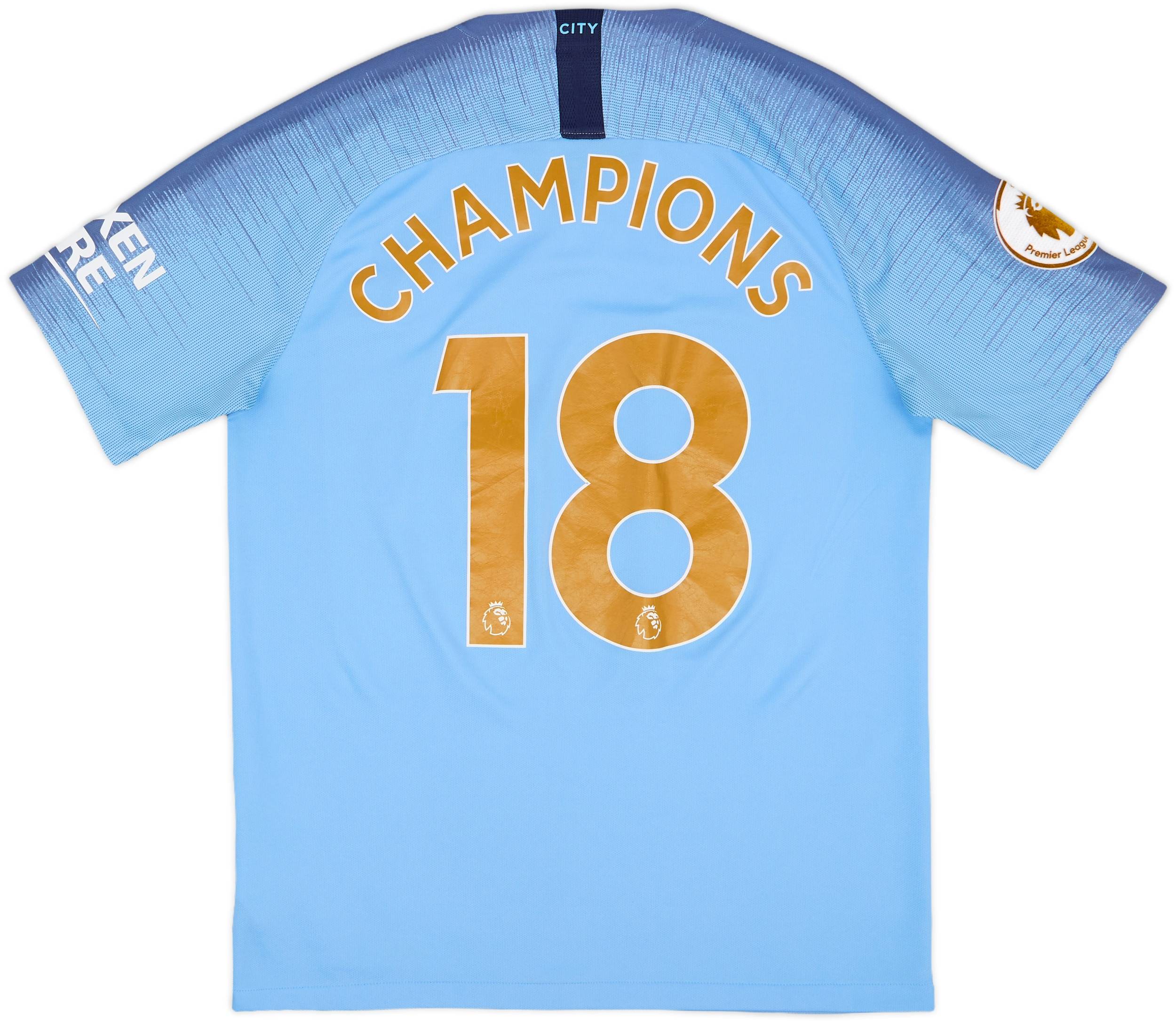 マンチェスターシティ 2018-19 セレブレーション マッシュアップ シャツ 2018-19 Manchester City Home L/S Shirt Silva #21 (XL)