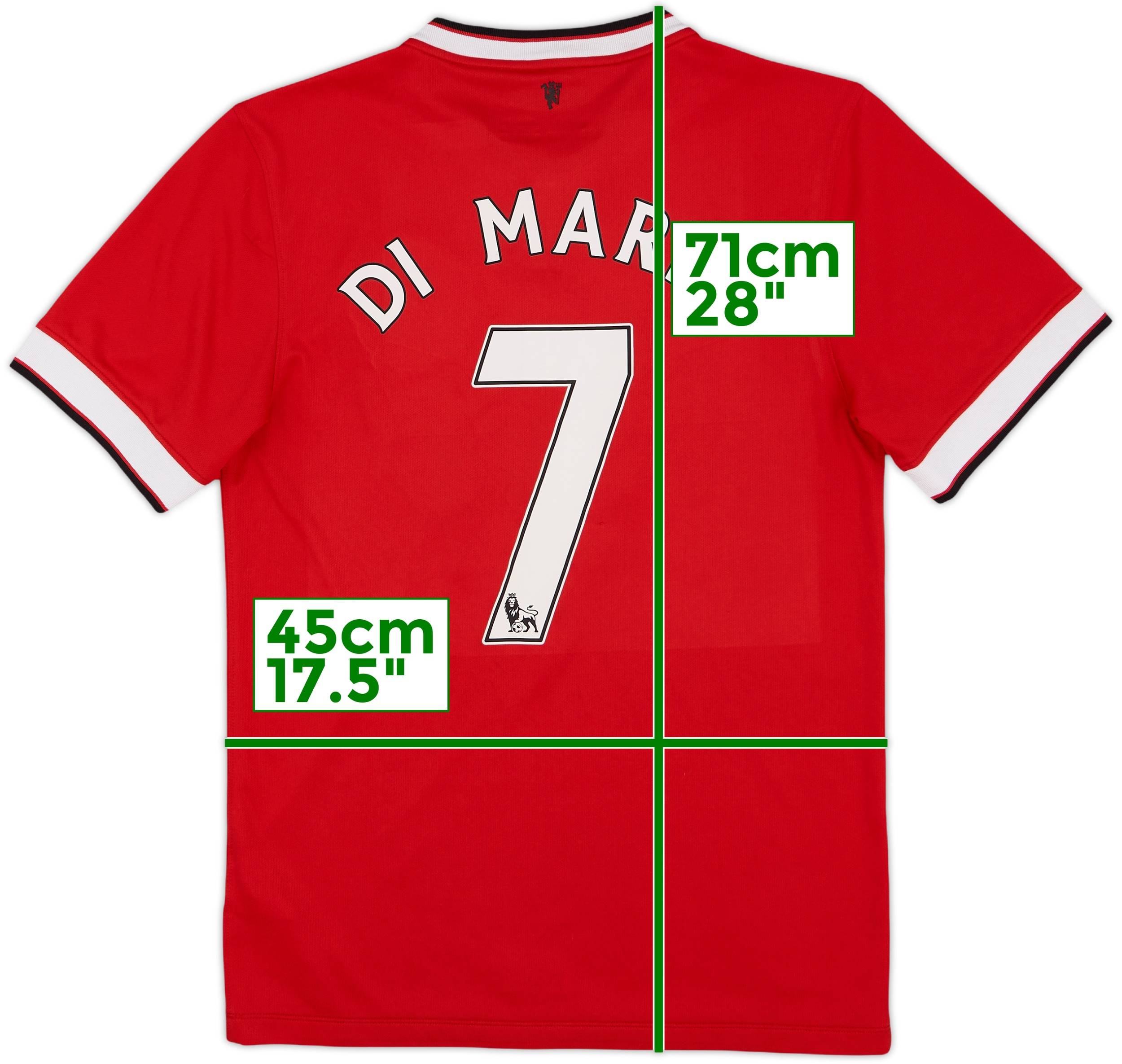 【正規品14-15 Manchester United DI MARIA#7】 2014-15 Manchester United Home Shirt Di Maria #7 - 6/10 - (S)