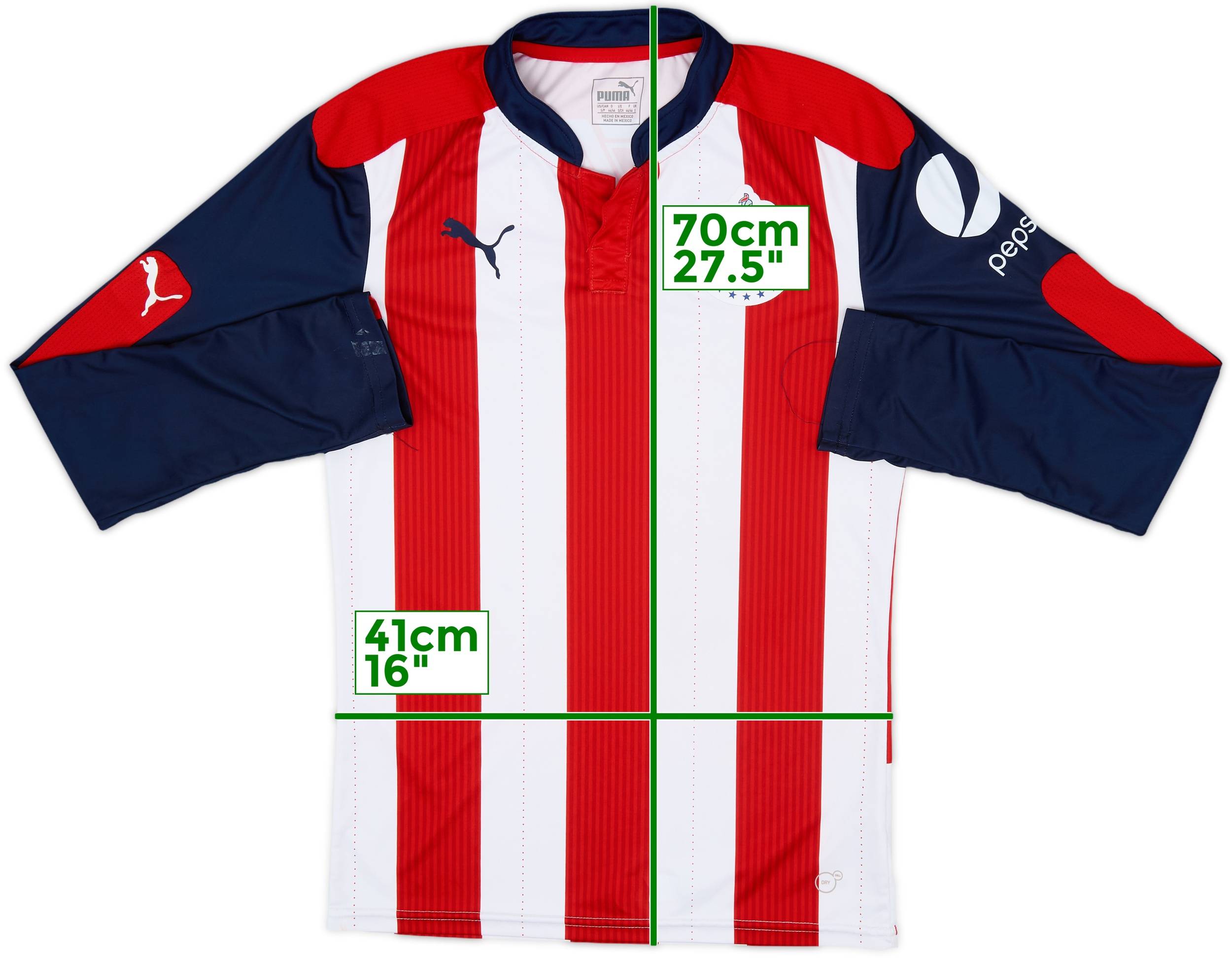 2016-17 Chivas Guadalajara Home L/S Shirt 7/10 (S)