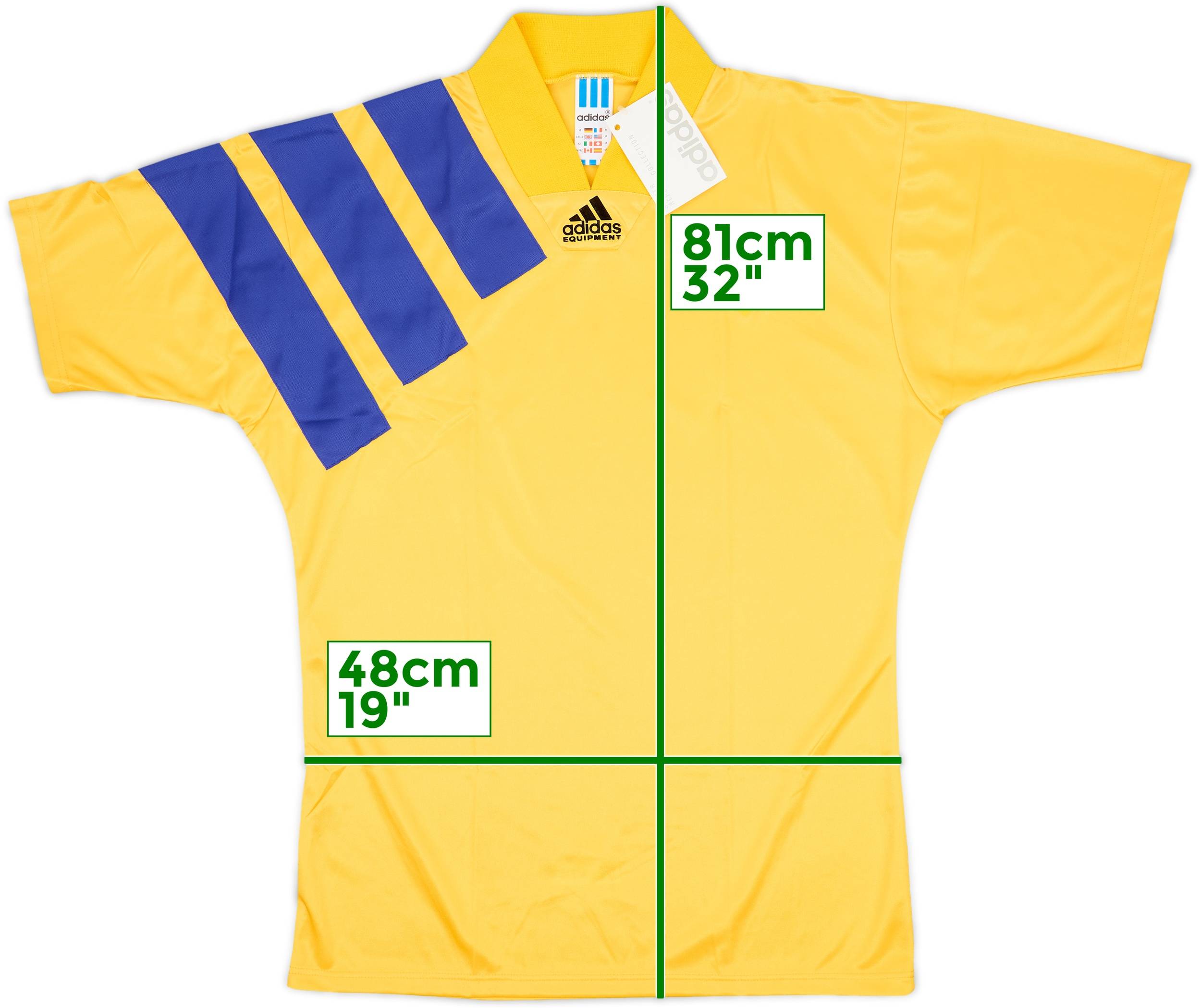 【希少】アディダス　1992年スウェーデン代表ユニフォーム　ヴィンテージ　UK製 1992-94 Sweden Home Shirt (M)