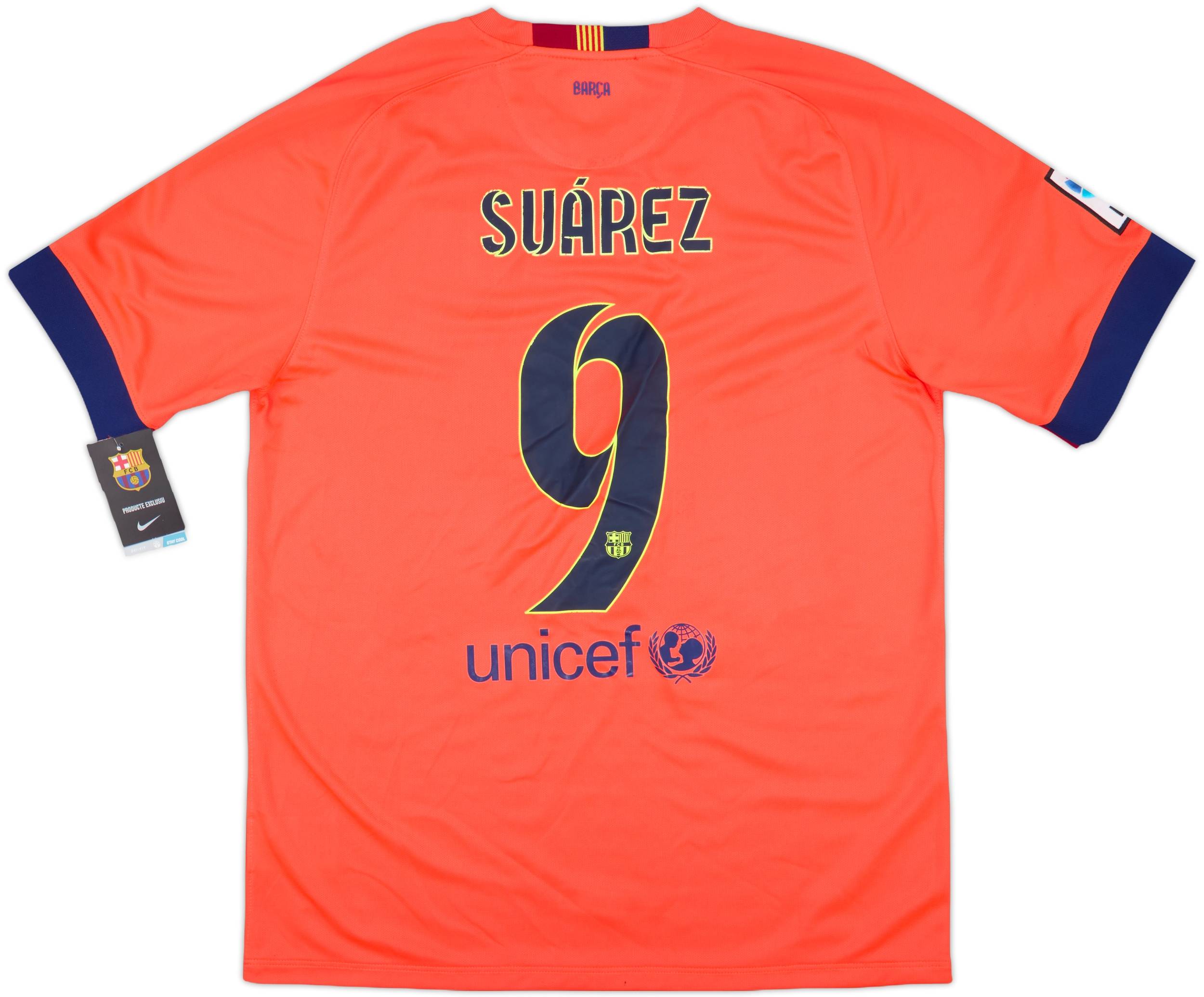 2014-15 Barcelona Away Shirt Suarez #9 (L)