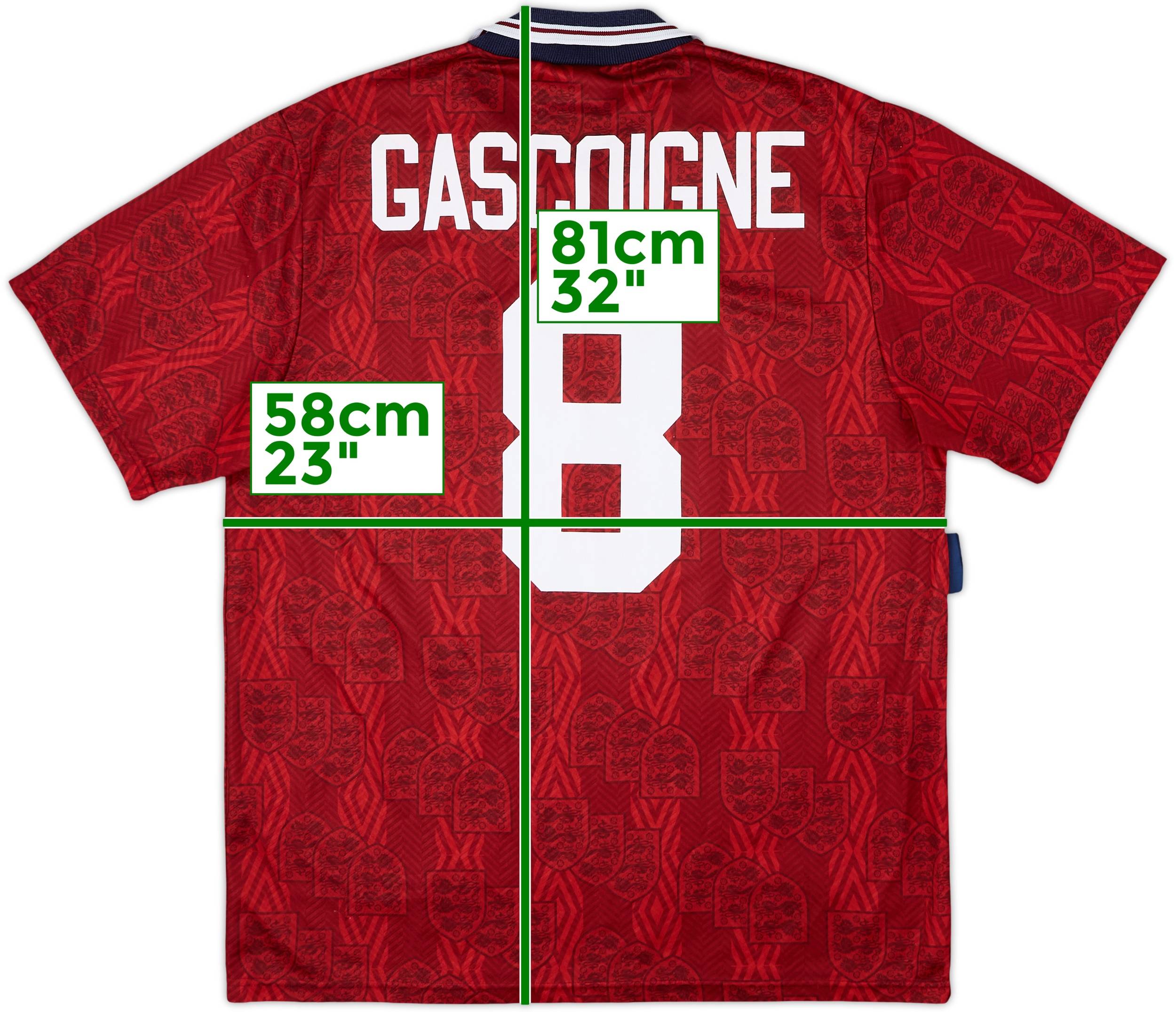 1993-95 England Away Shirt Gascoigne #8 - 8/10 - (XL)