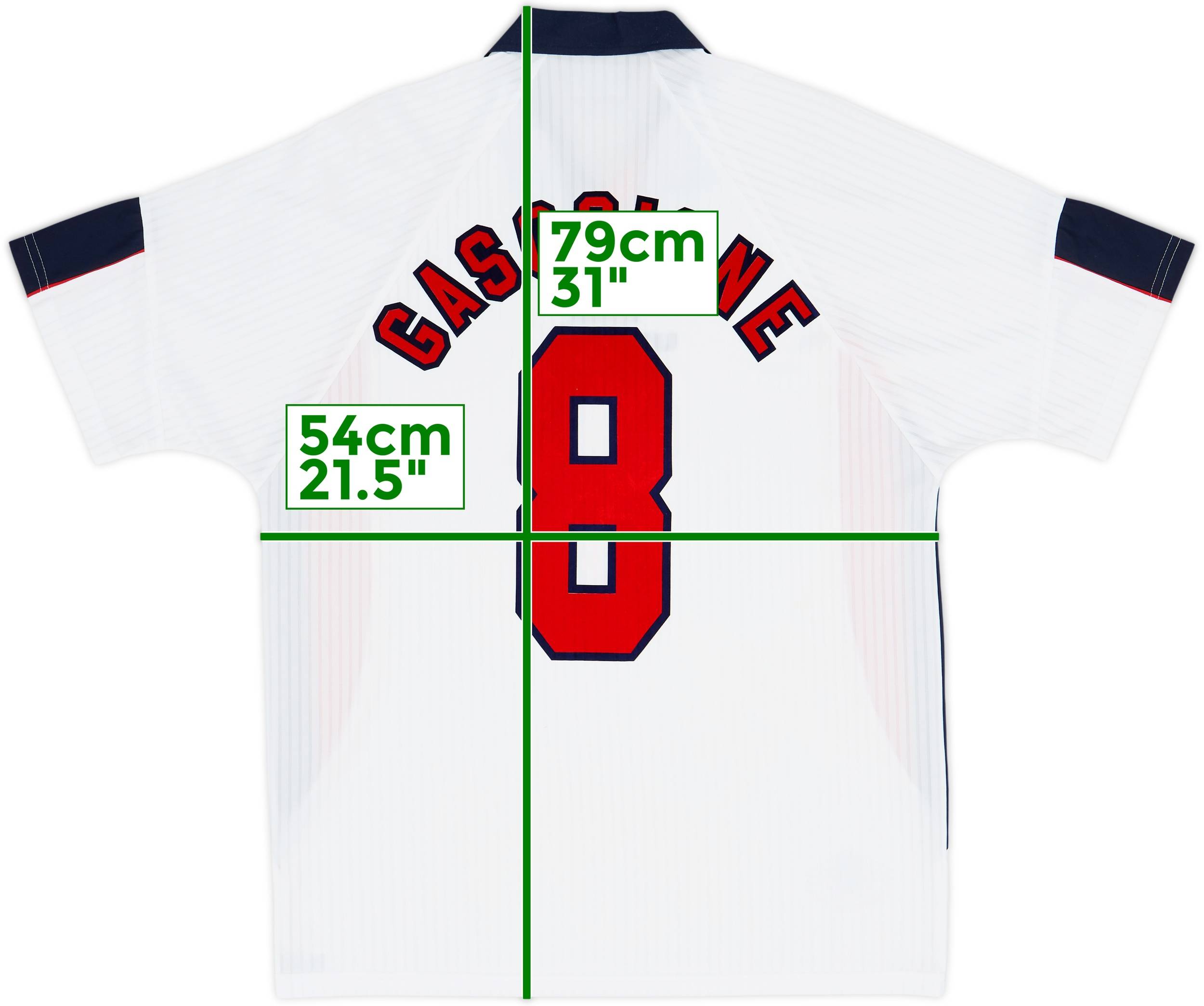1997-99 England Home Shirt Gascoigne #8 - 8/10 - (L)