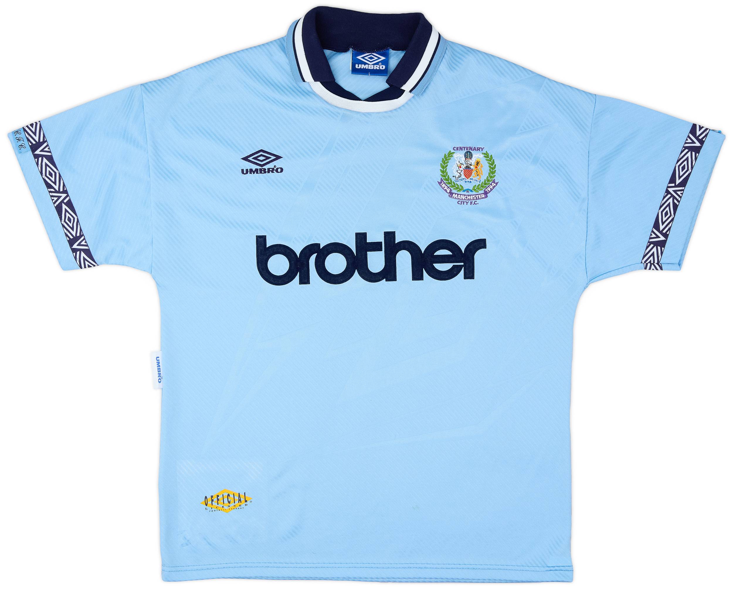1993-95 Manchester City Centenary Home Shirt - 9/10 - (L)