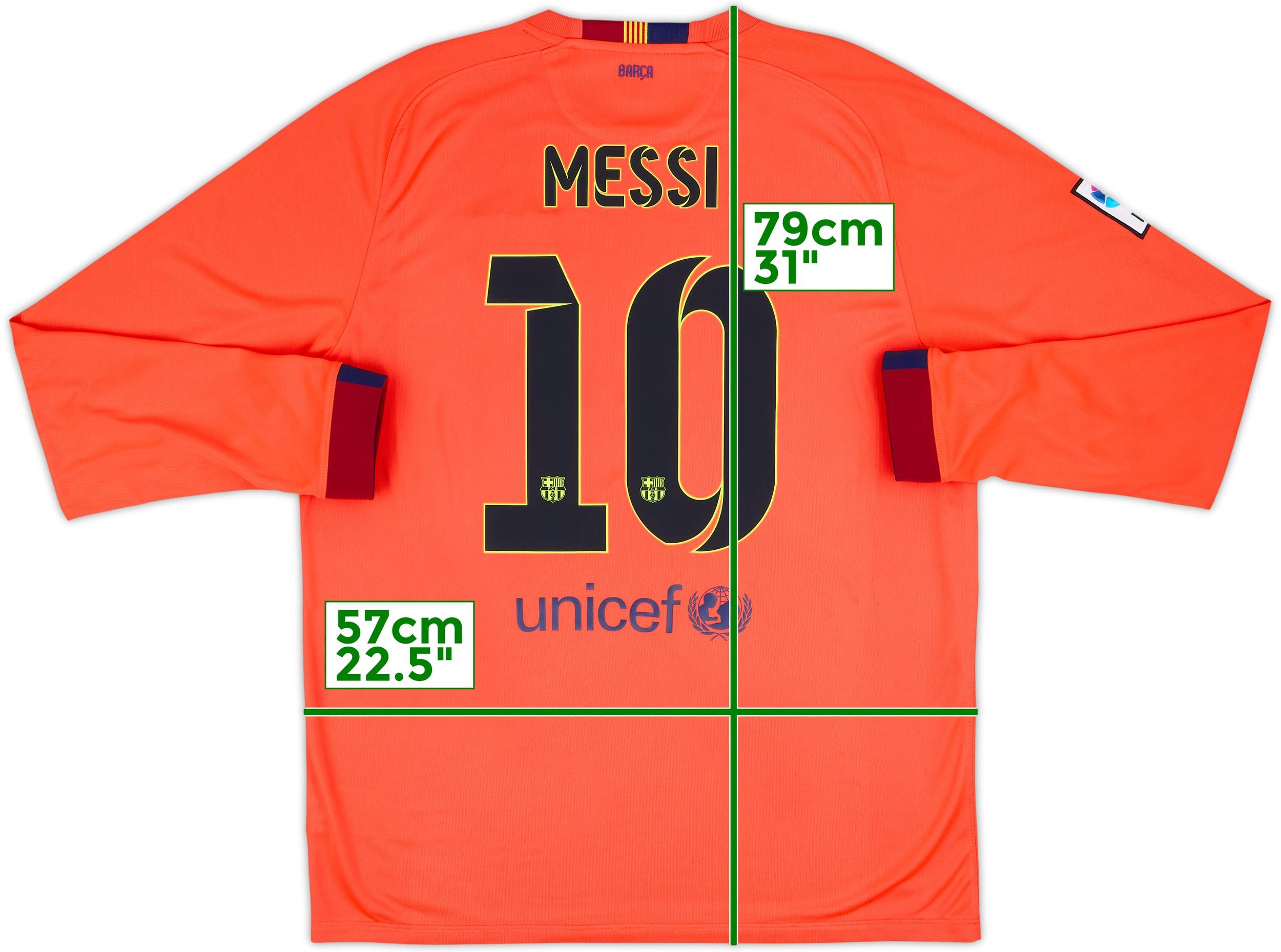 2014-15 Barcelona Away L/S Shirt Messi #10 - 8/10 - (XL)
