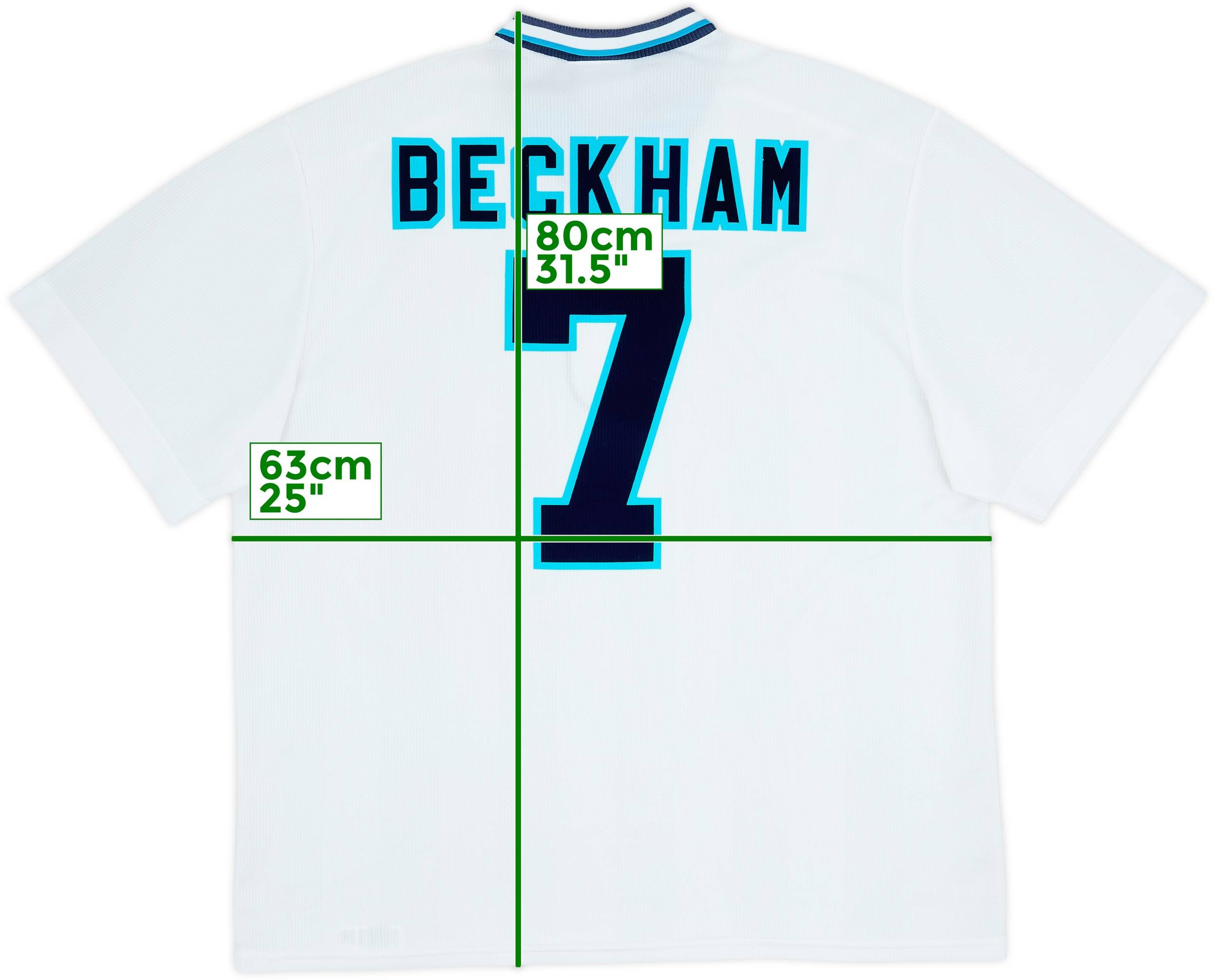 1995-97 England Home Shirt Beckham #7 - 5/10 - (XXL)