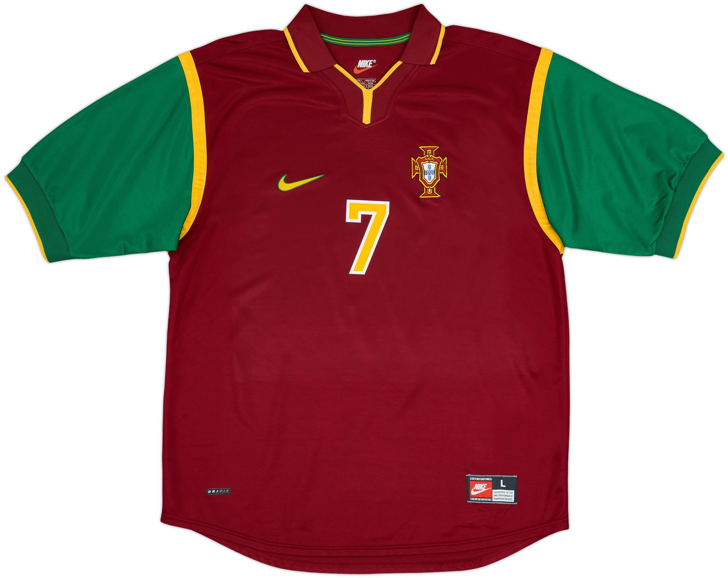 【正規品】NIKE ポルトガル （A）FIGO 7番 レプリカシャツ 1999-00 Portugal Home Shirt Figo #7 - 9/10 - (L)