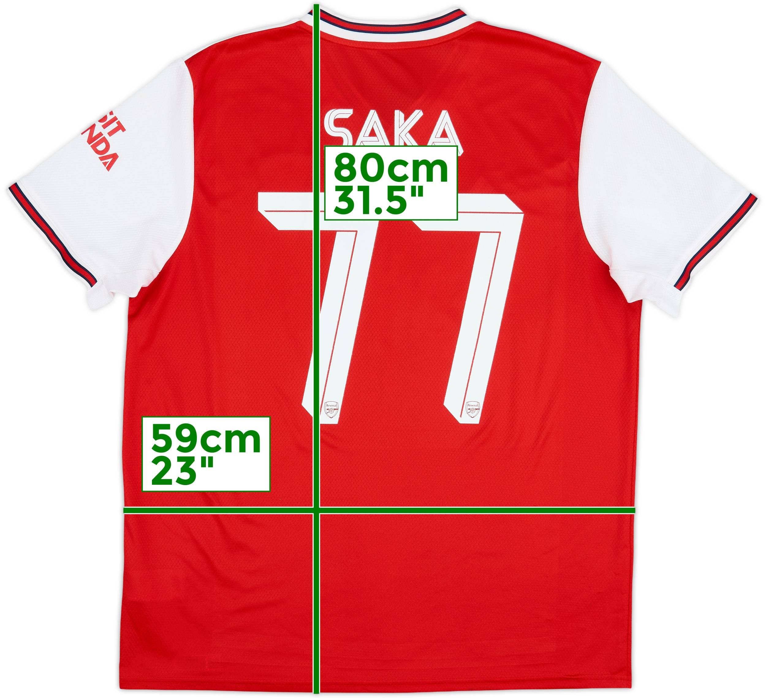 2019-20 Arsenal Home Shirt Saka #77 - 9/10 - (XL)