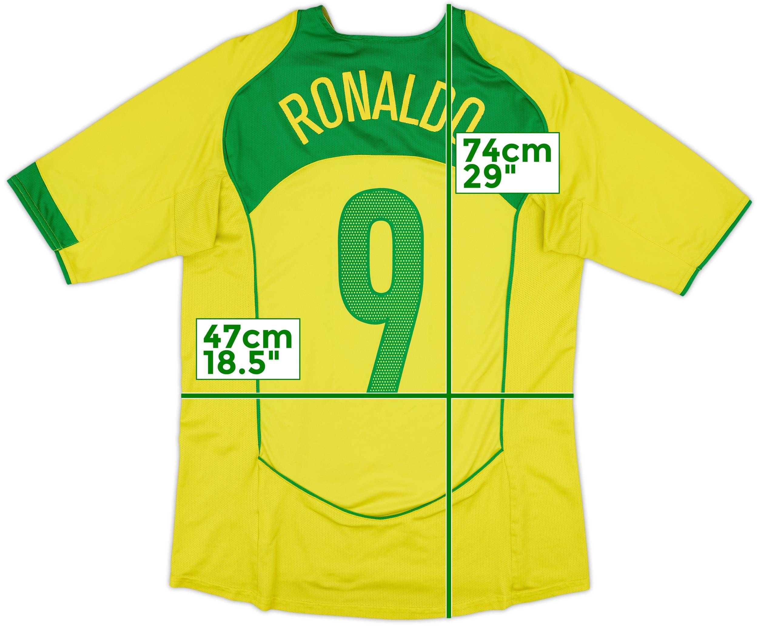 2004-06 Brazil Home Shirt Ronaldo #9 - 7/10 - (M)