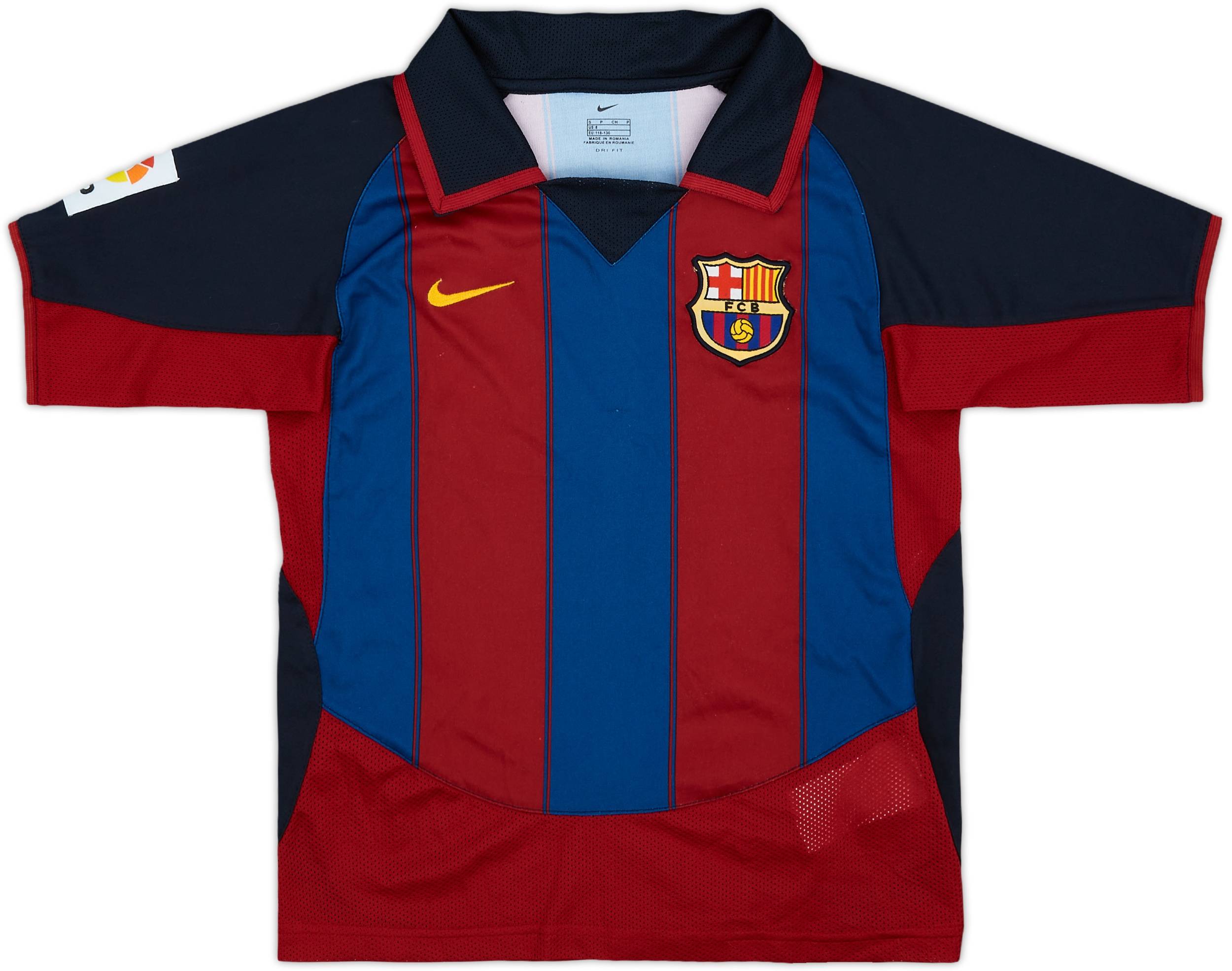 2003-04 Barcelona Home Shirt Ronaldinho #10 - 7/10 - (S.Boys)