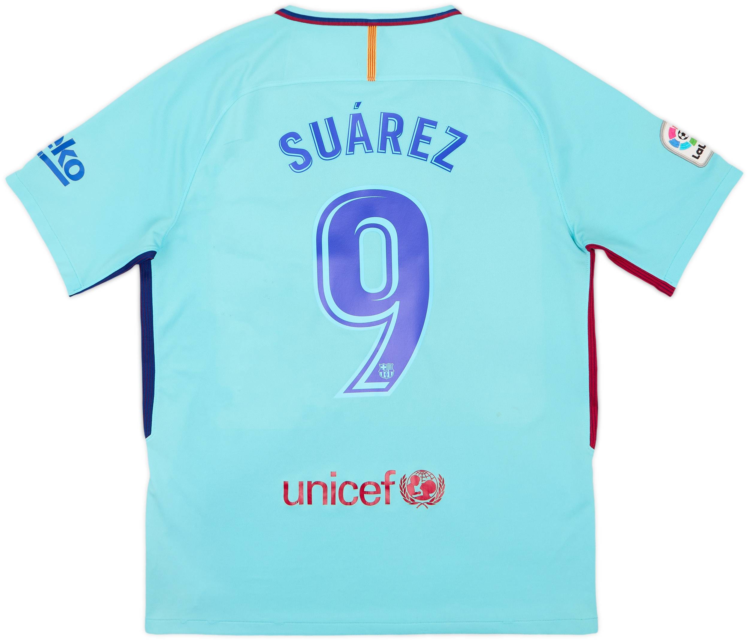 2017-18 Barcelona Away Shirt Suarez #9 - 5/10 - (L)