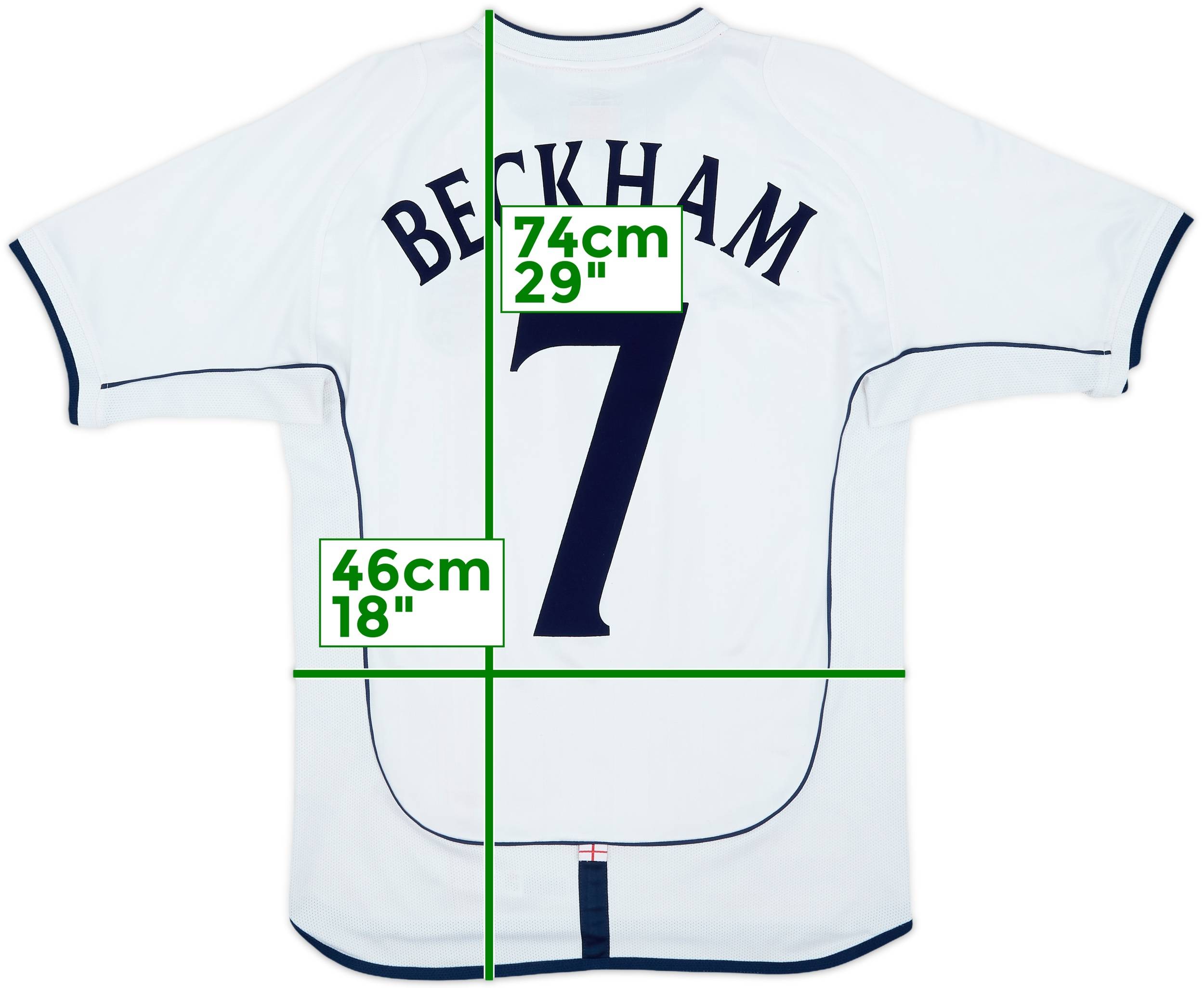 2001-03 England Home Shirt Beckham #7 - 6/10 - (S)