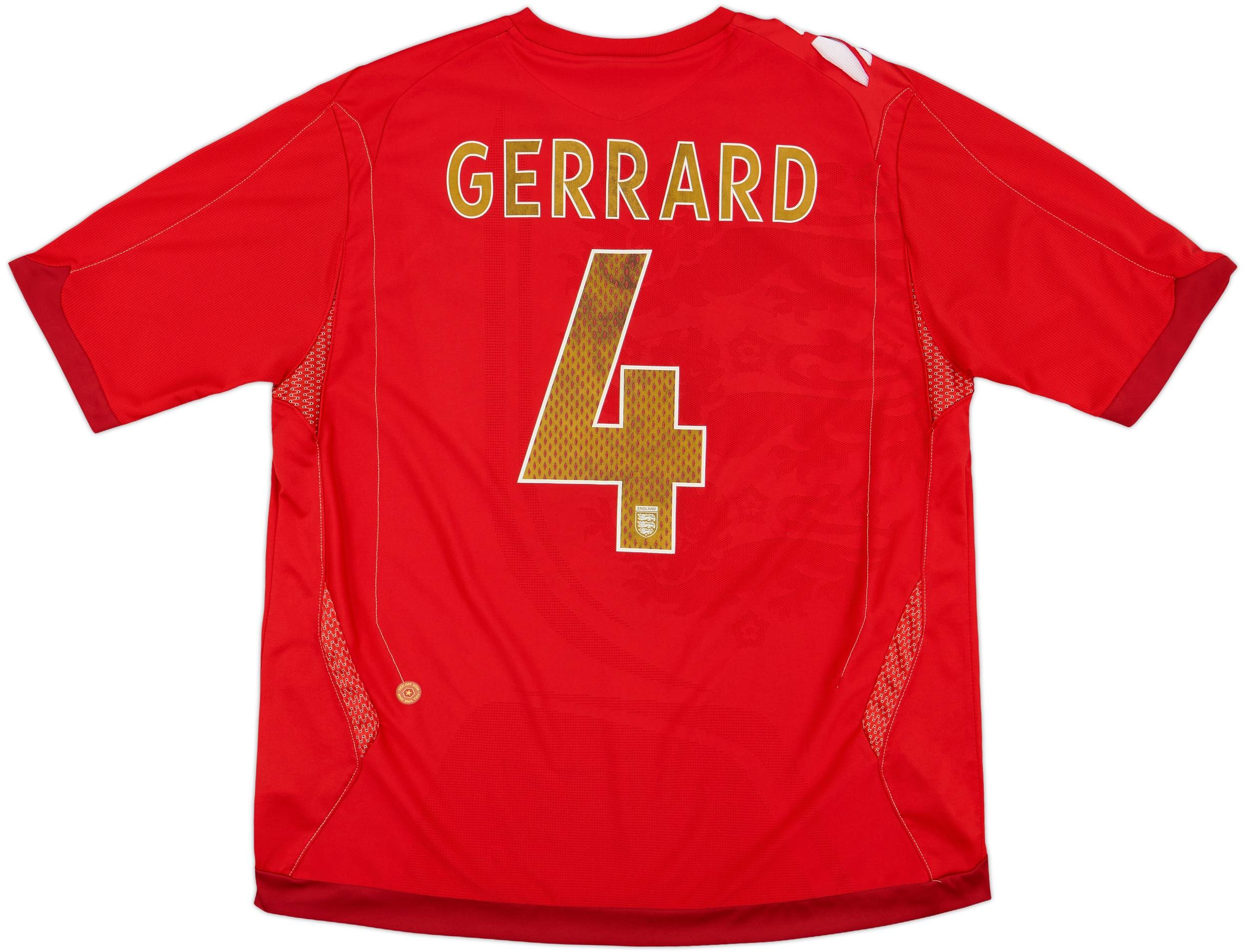 2006-08 England Away Shirt Gerrard #4 - 7/10 - (XL)