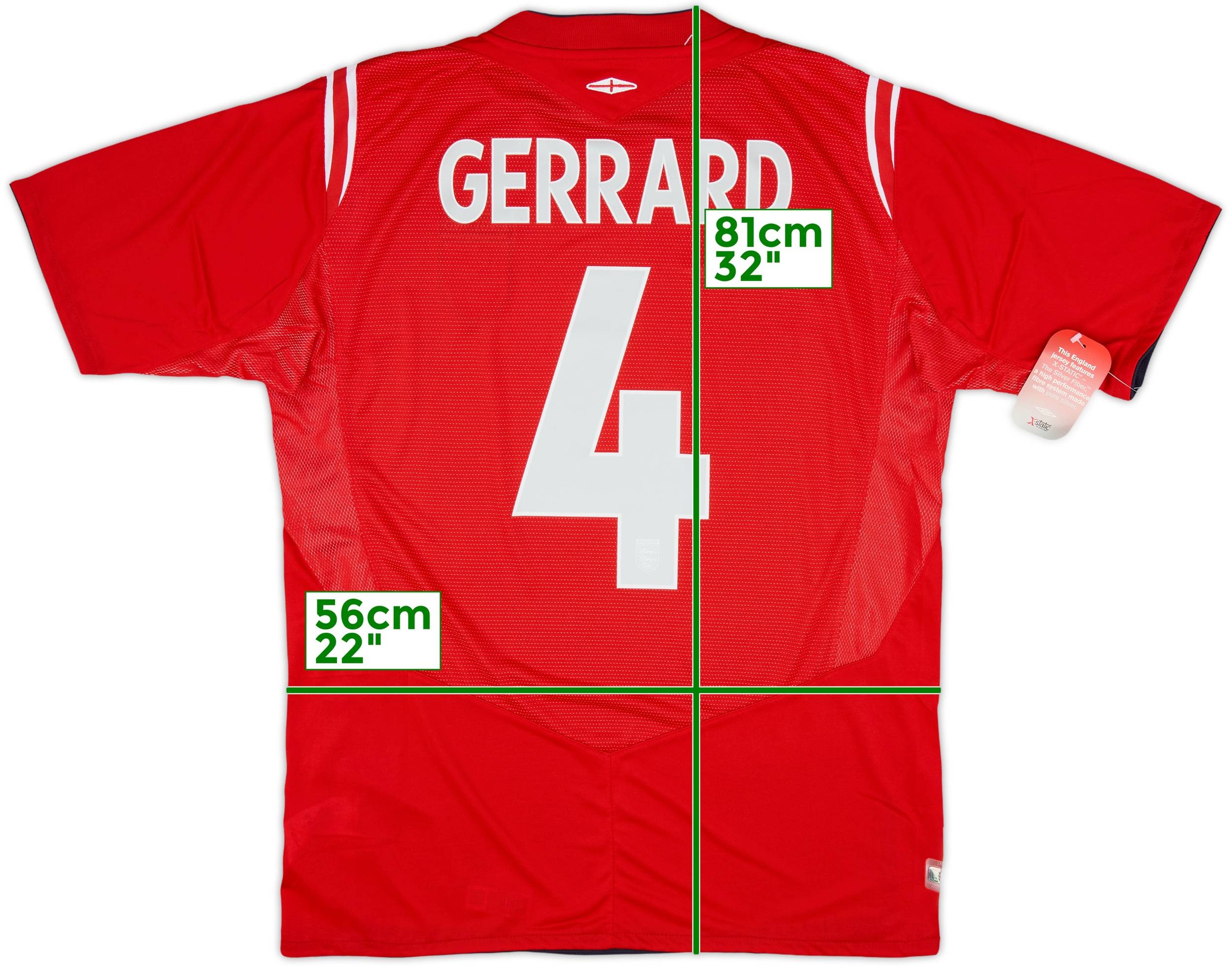 イングランド代表 GERRARD 4番 シャツ 2007/09 England National Team #4 Gerrard Umbro Soccer
