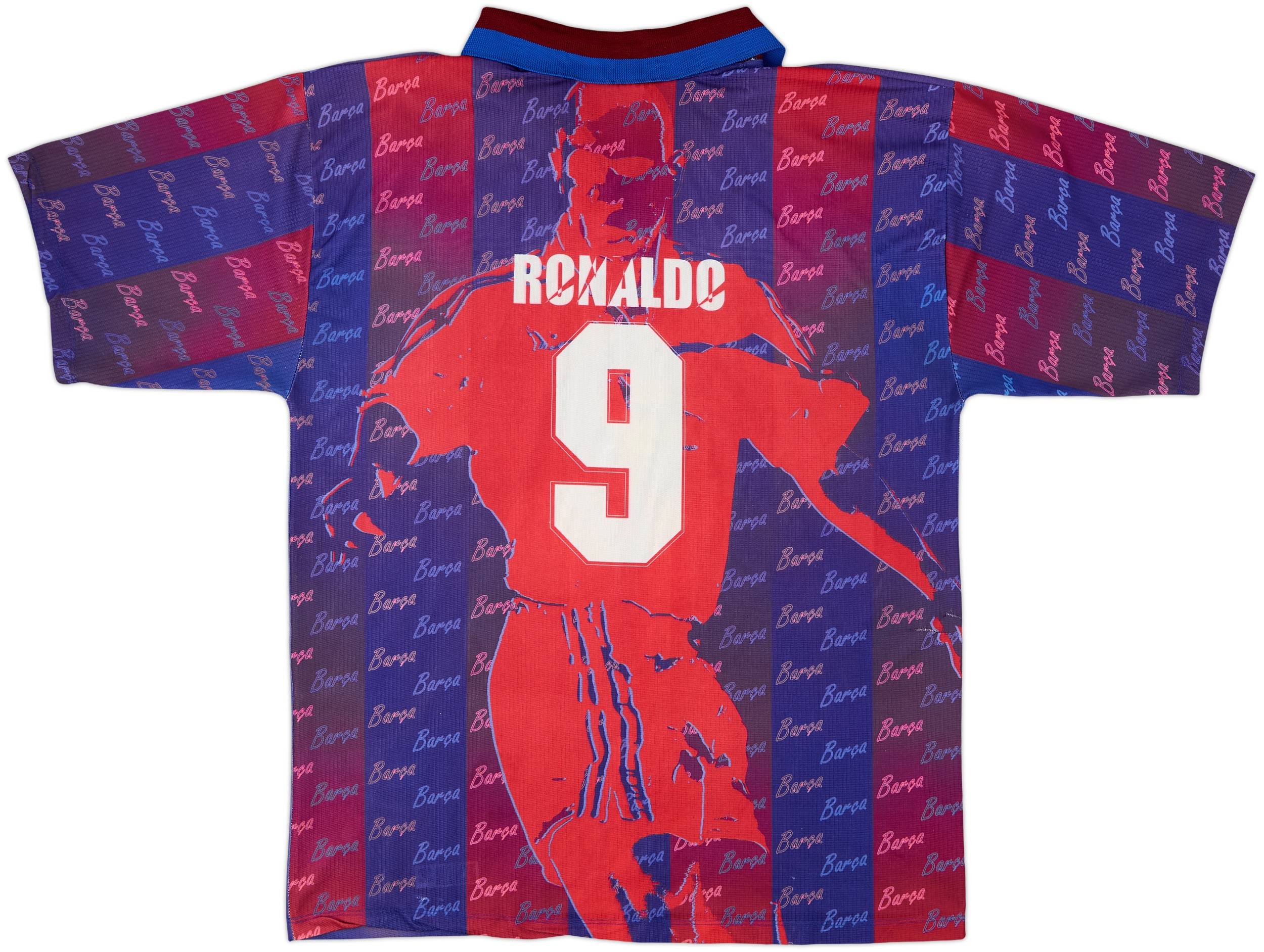1996-97 Barcelona Bootleg Graphic Shirt Ronaldo #9 - 9/10 - (XL)