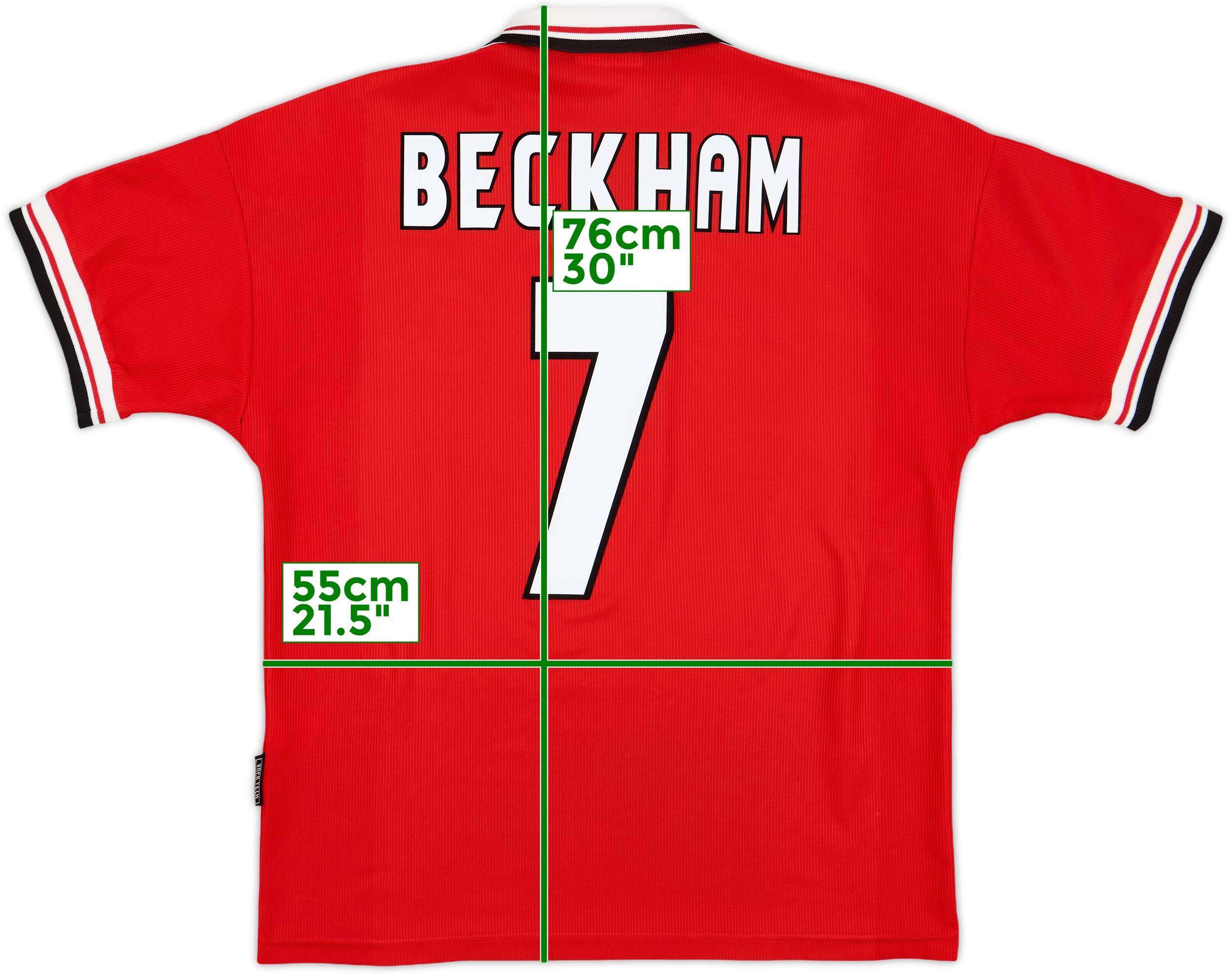 1998-00 Manchester United Home Shirt Beckham #7 - 6/10 - (L)