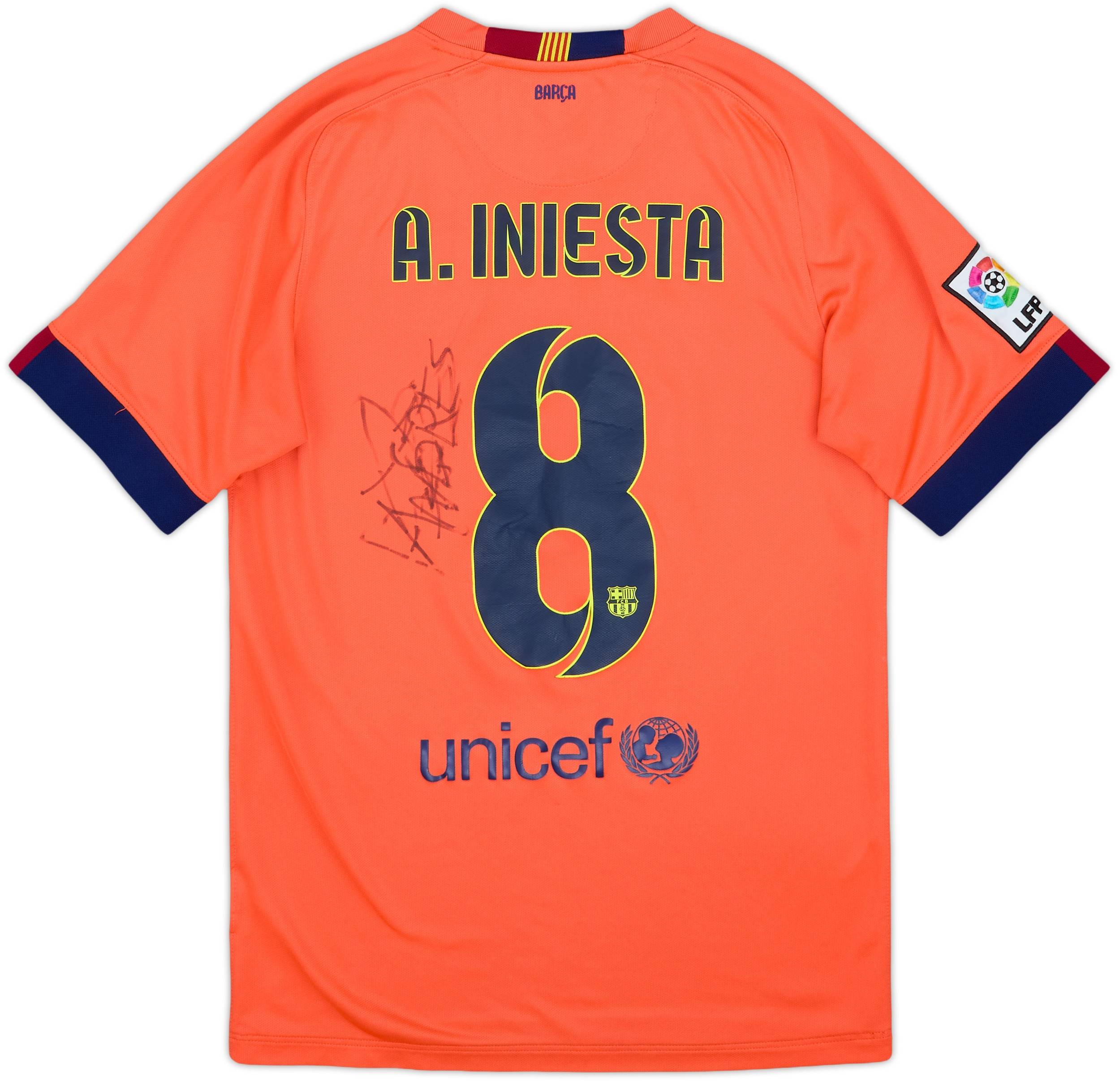 2014-15 Barcelona Signed Away Shirt A.Iniesta #8 - 7/10 - (S)