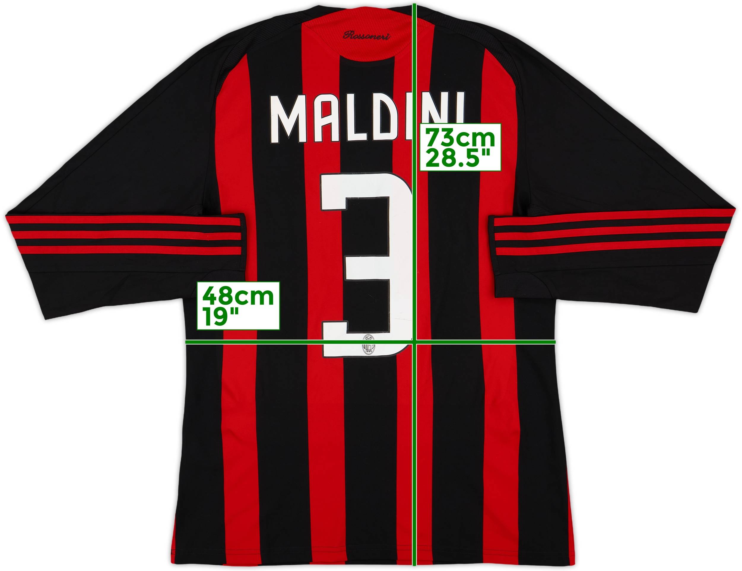 2008-09 AC Milan Home Shirt L/S Maldini #3 - 5/10 - (M)