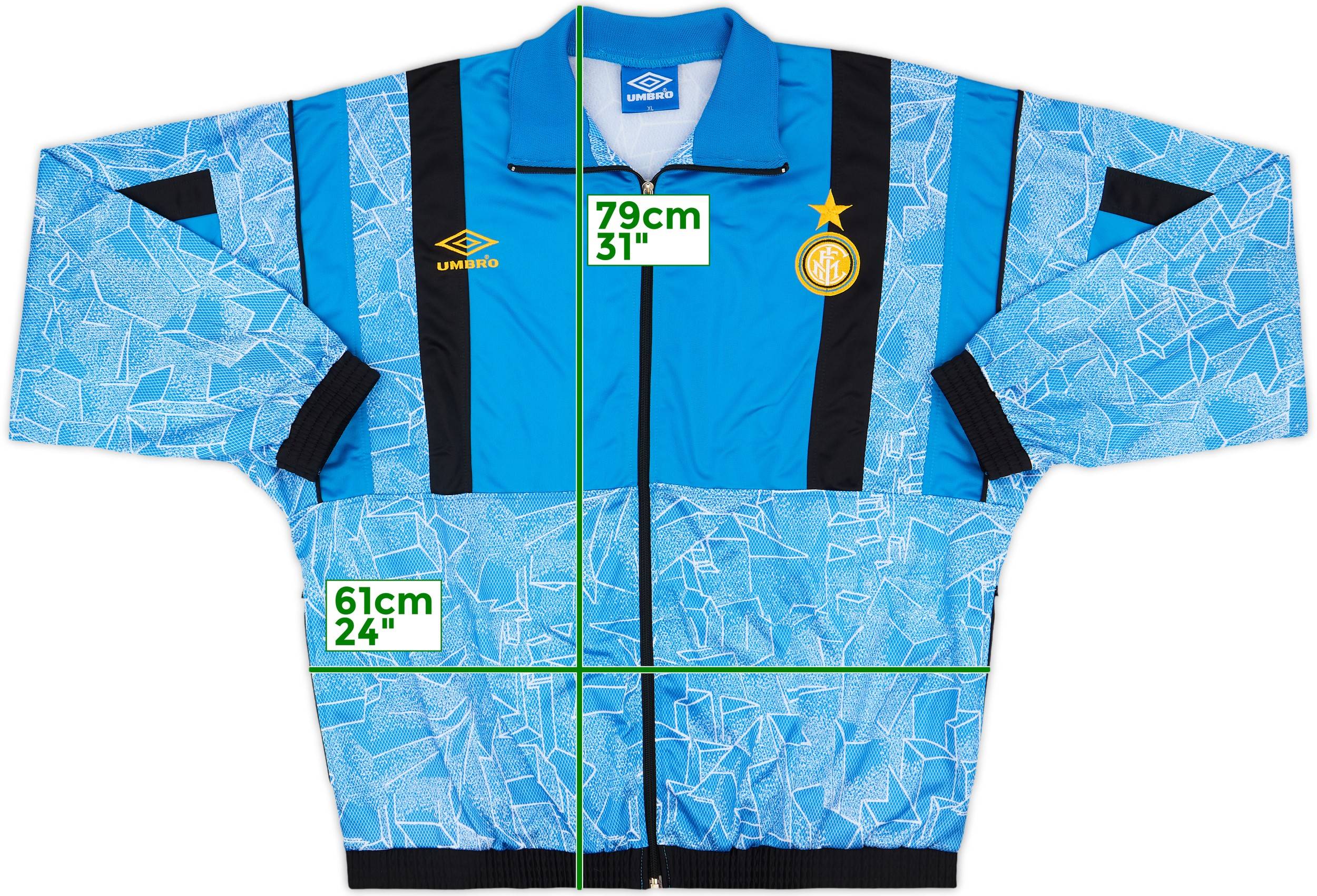 90s UMBRO×INTER 96/98 Half Zip Piste 1997-98 Inter Milan Umbro 1/4 Zip Track Jacket - 5/10 - (M)