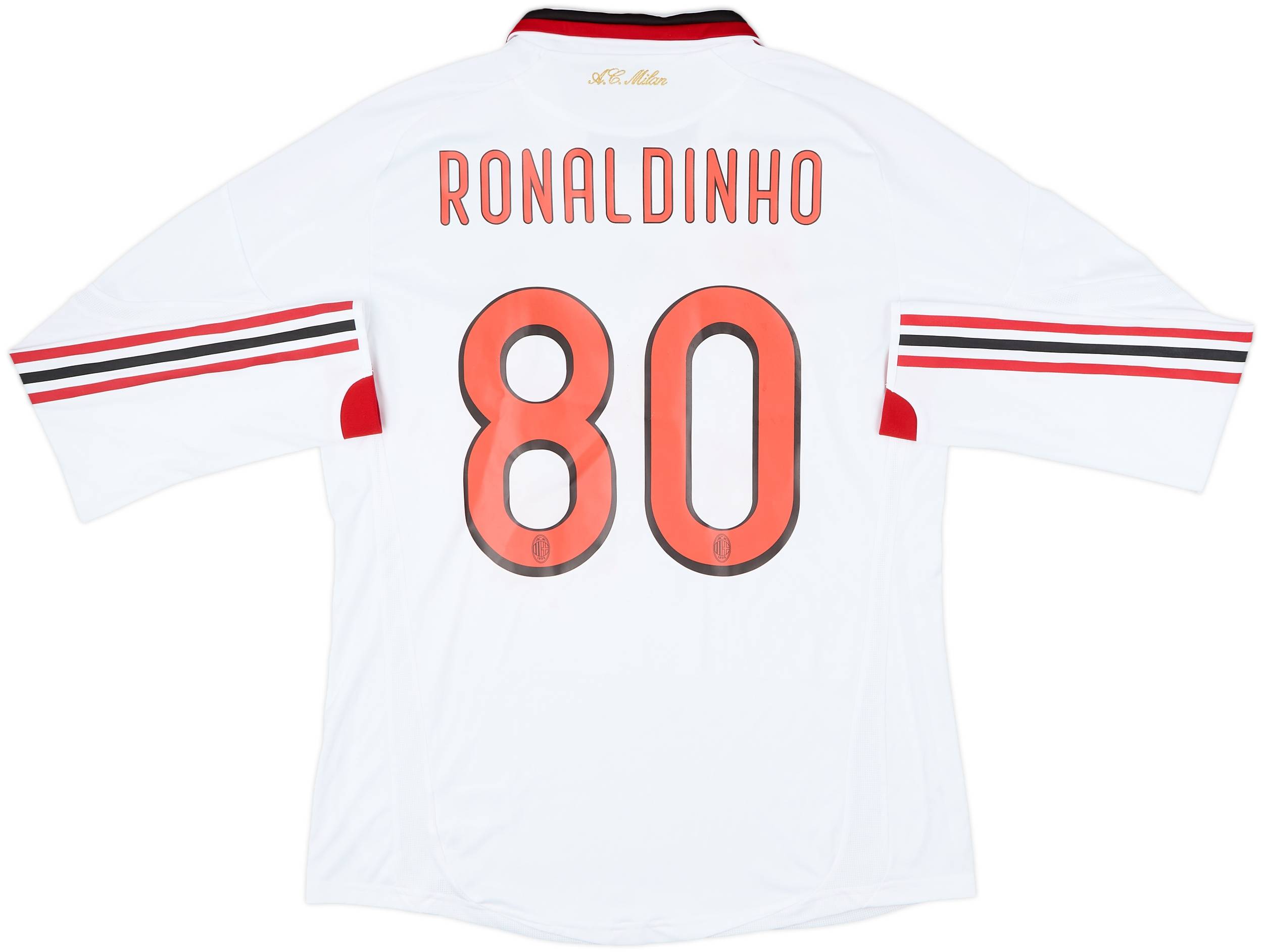 2009-10 AC Milan Player Issue Away L/S Shirt Ronaldinho #80