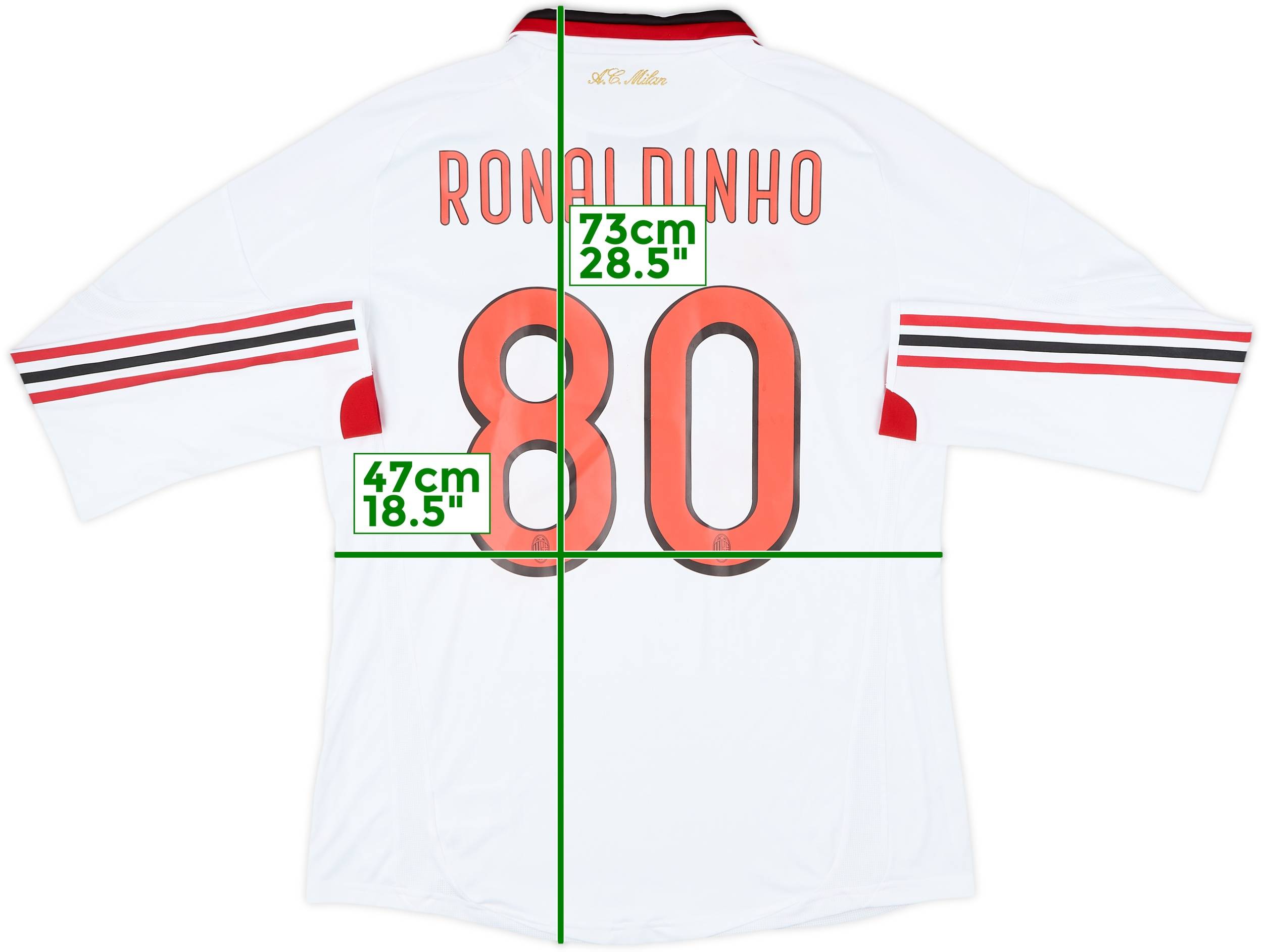 2009-10 AC Milan Player Issue Away L/S Shirt Ronaldinho #80 - 8/10