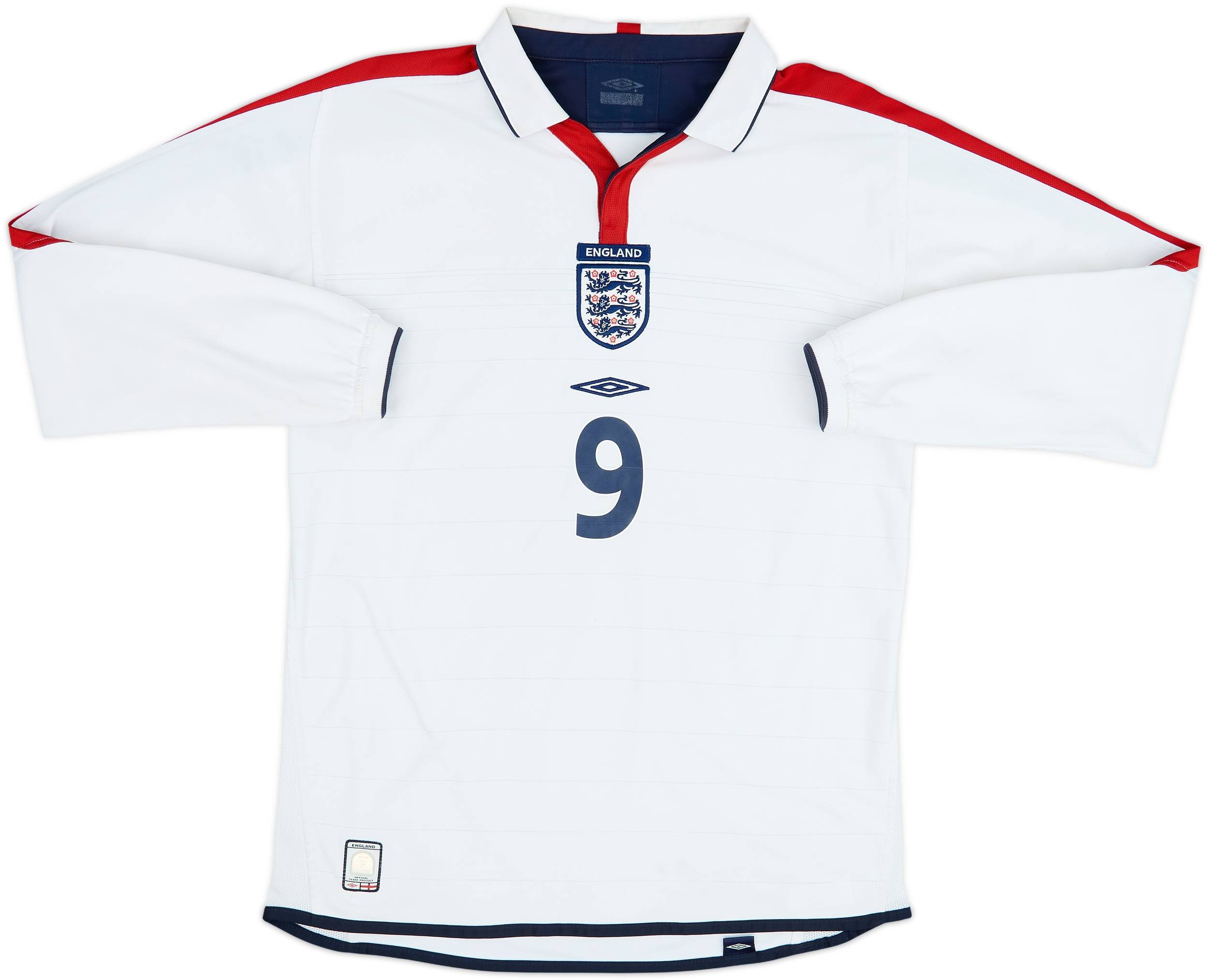 2003-05 England Home L/S Shirt Rooney #9 - 6/10 - (M)