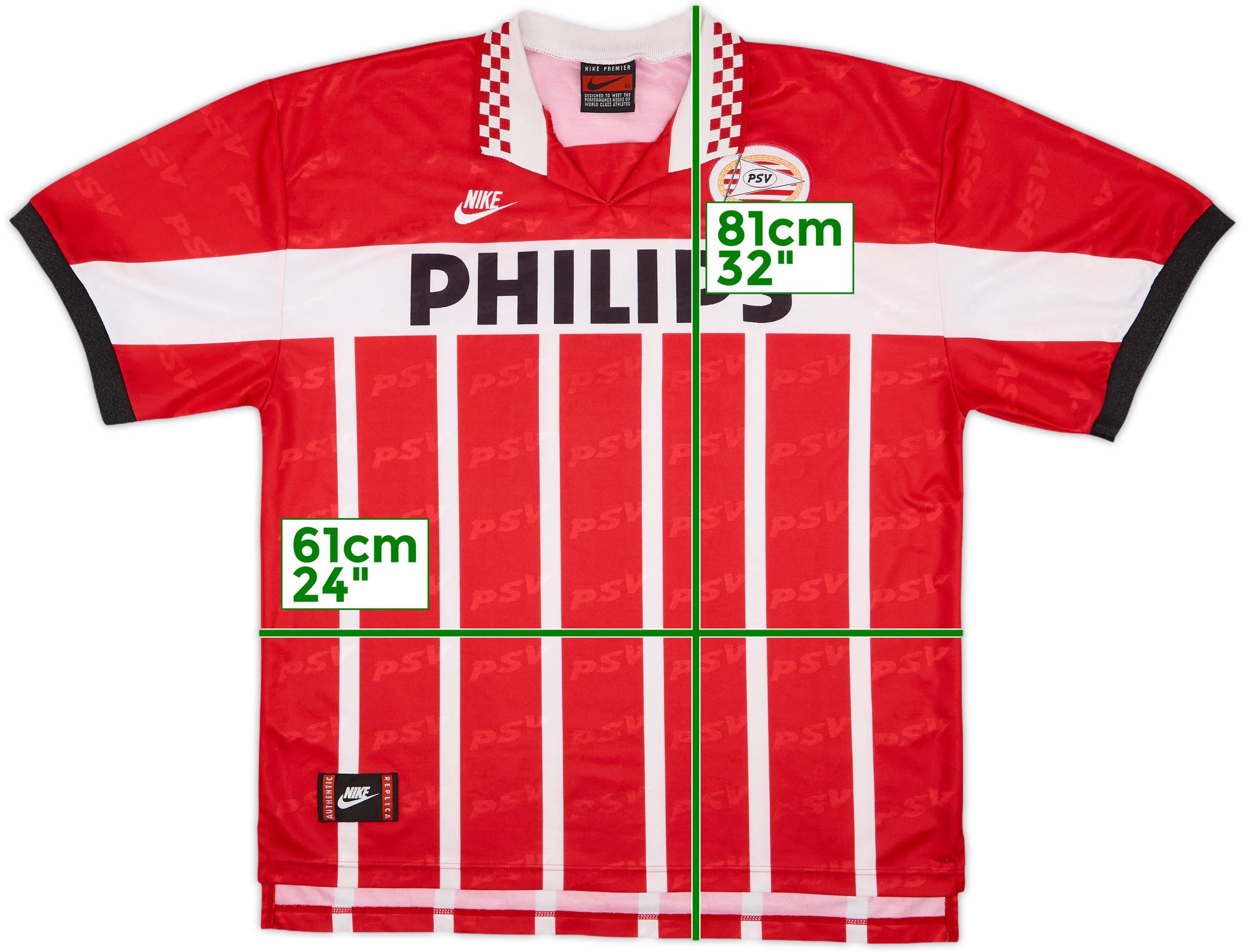 ナイキ PSVアイントホーフェン 1995-96 レプリカユニフォーム L 1995