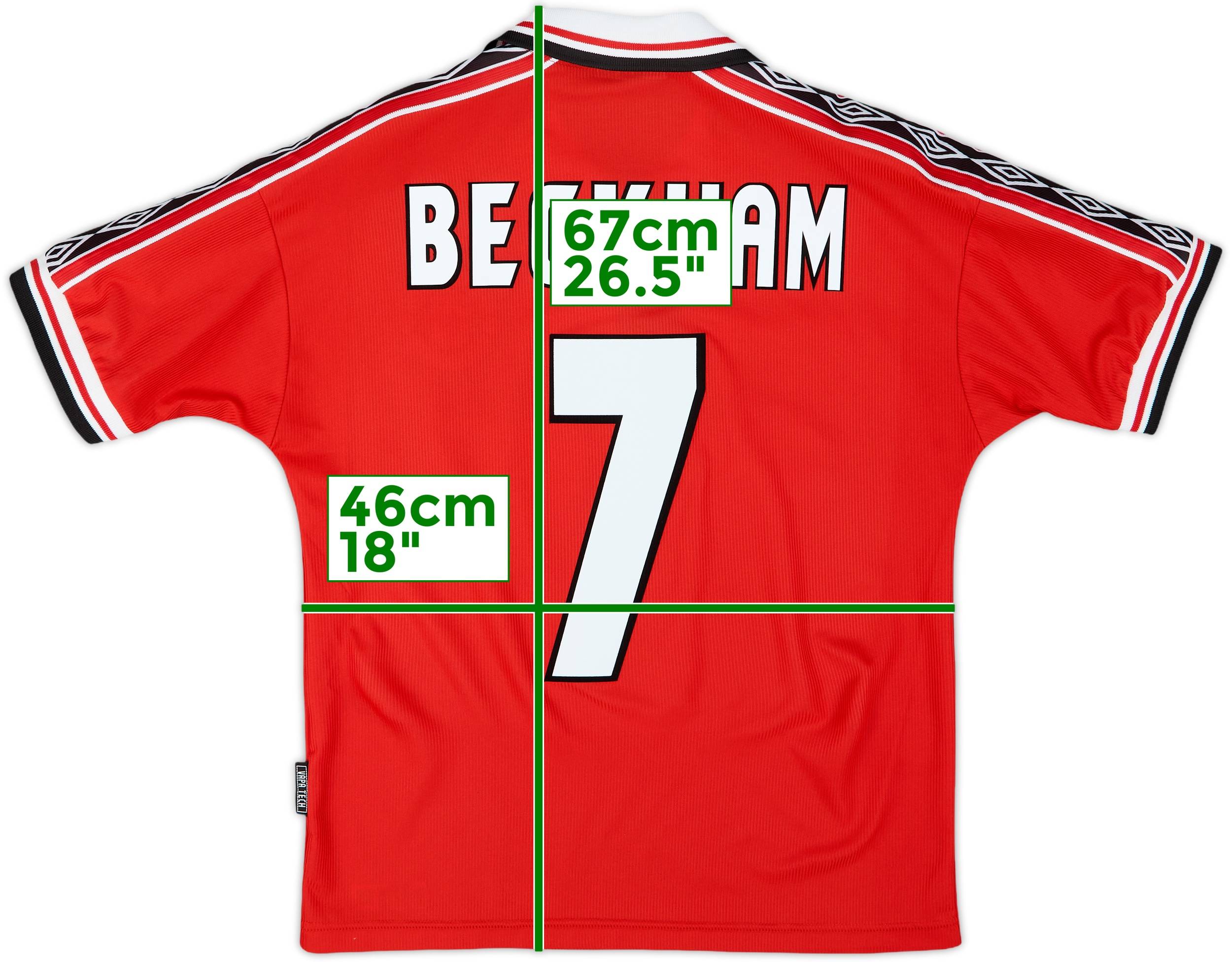1998-00 Manchester United Home Shirt Beckham #7 - 8/10 - (Y)