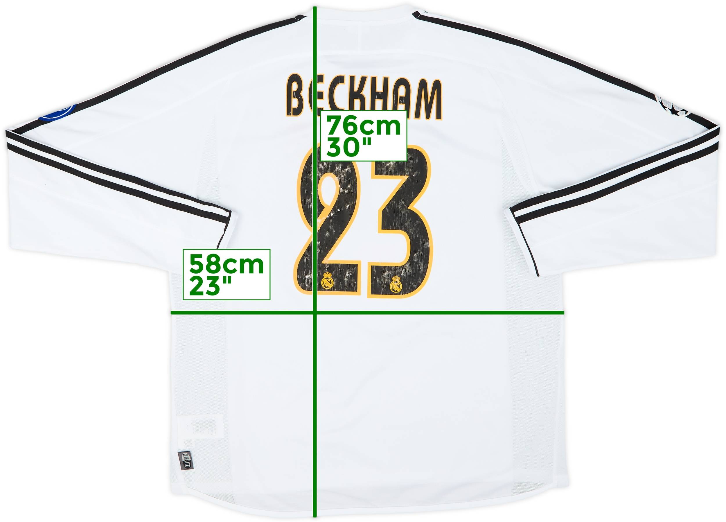 2003-04 Real Madrid Home L/S Shirt Beckham #23 - 6/10 - (L)