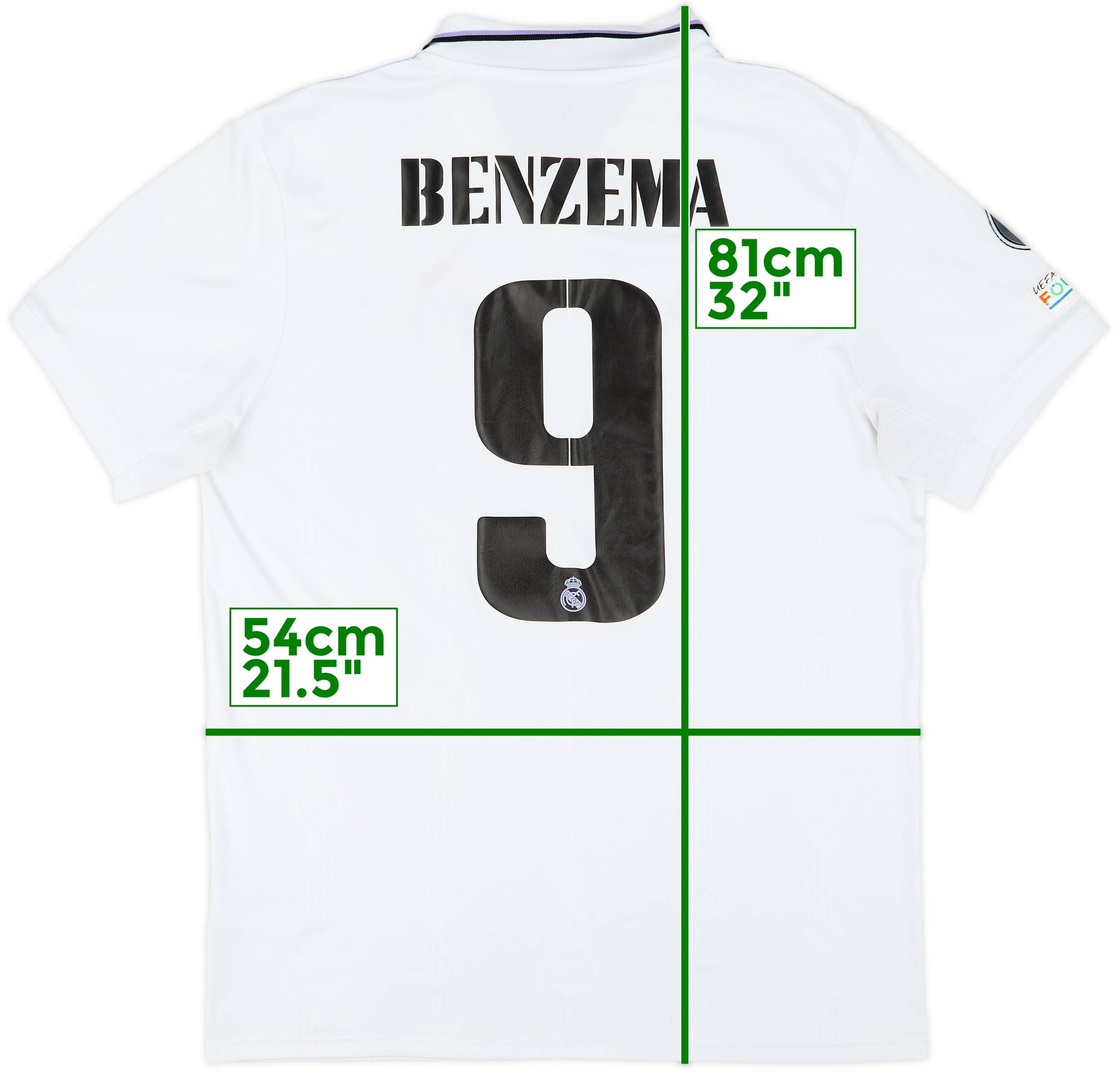 2022-23 Real Madrid Home Shirt Benzema #9 - 8/10 - (L)
