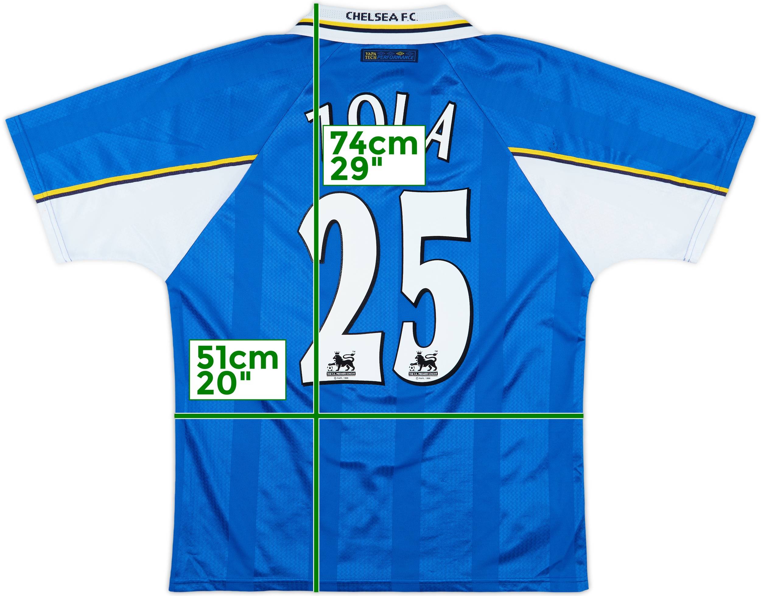 I*G様 【正規品】チェルシー　ZOLA 25 1997-99 Chelsea Home Shirt Zola #25 - 6/10 - (L)