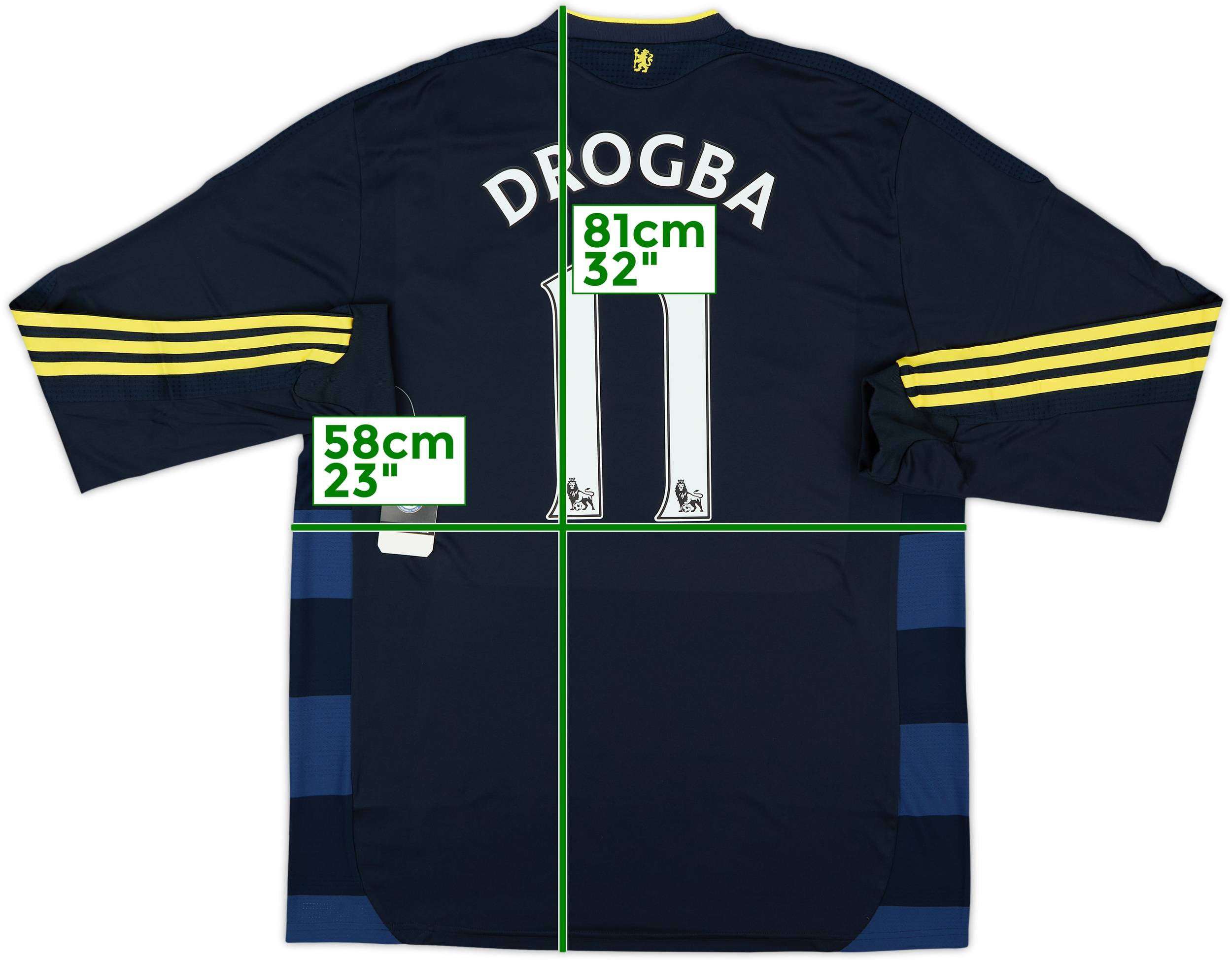 【正規品】adidas Chelsea FC DROGBA 11 シャツ 2009-10 Chelsea Player Issue Away L/S Shirt Drogba #11 (XL)