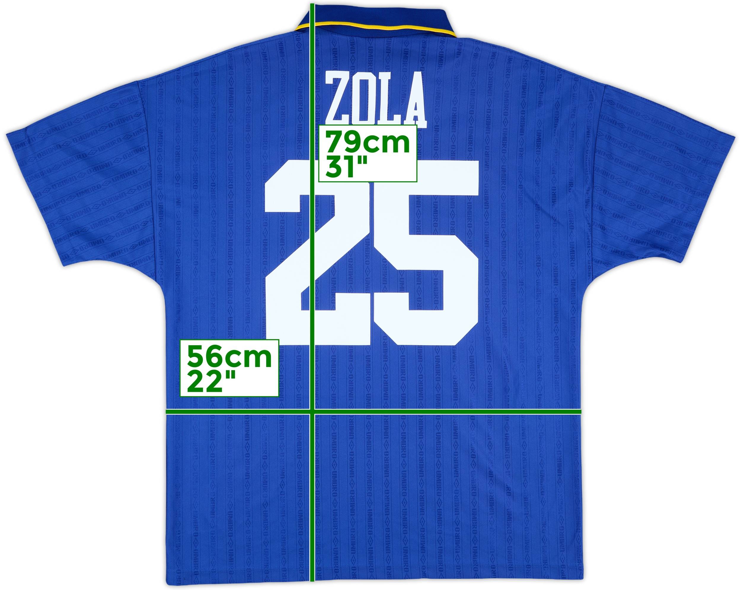 1995-97 Chelsea Home Shirt Zola #25 - 8/10 - (L)