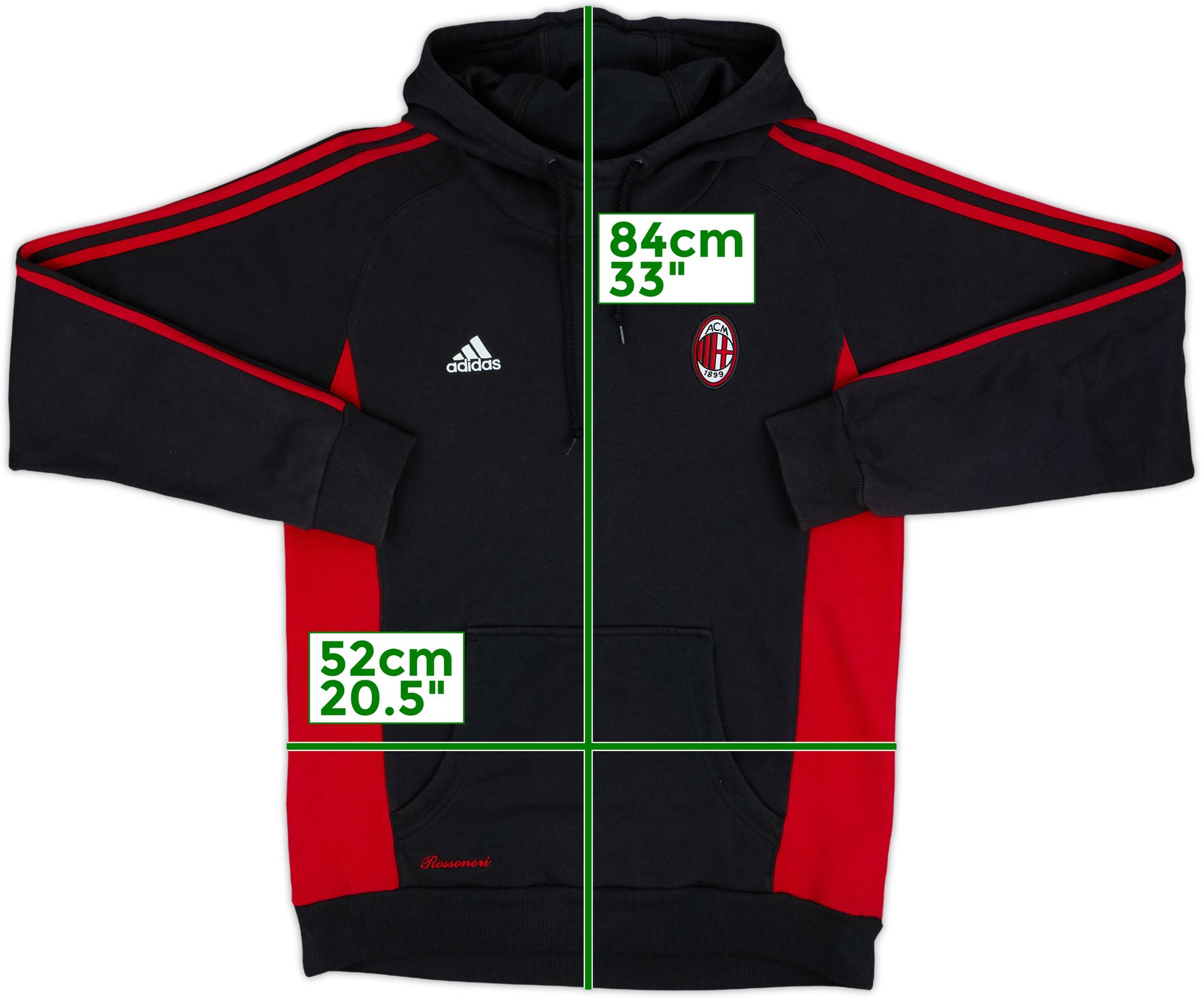 2007-08 AC Milan adidas Hooded Sweat Top - 9/10 - (M)