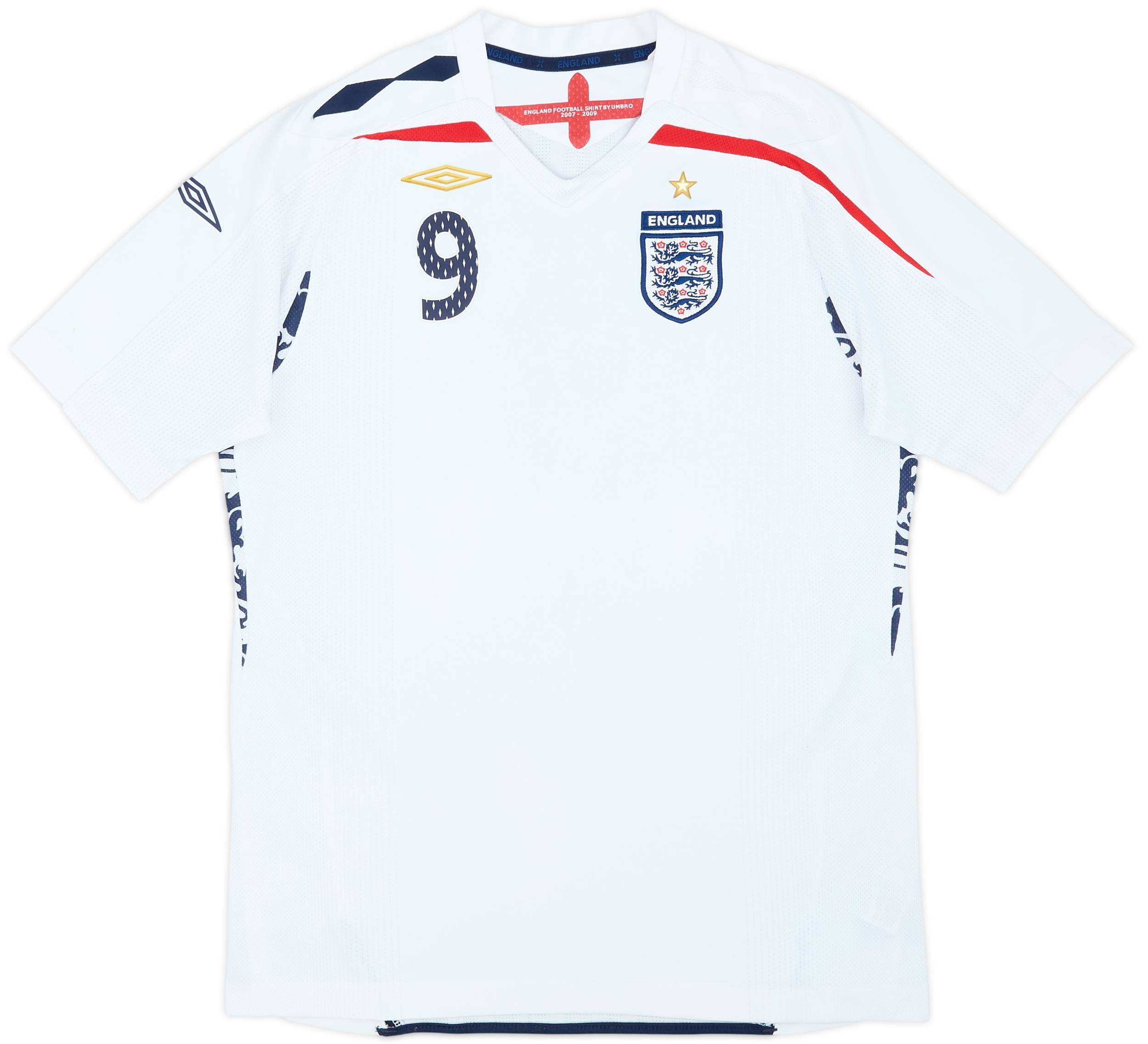 2007-09 England Home Shirt Rooney #9 - 7/10 - (XL.Boys)