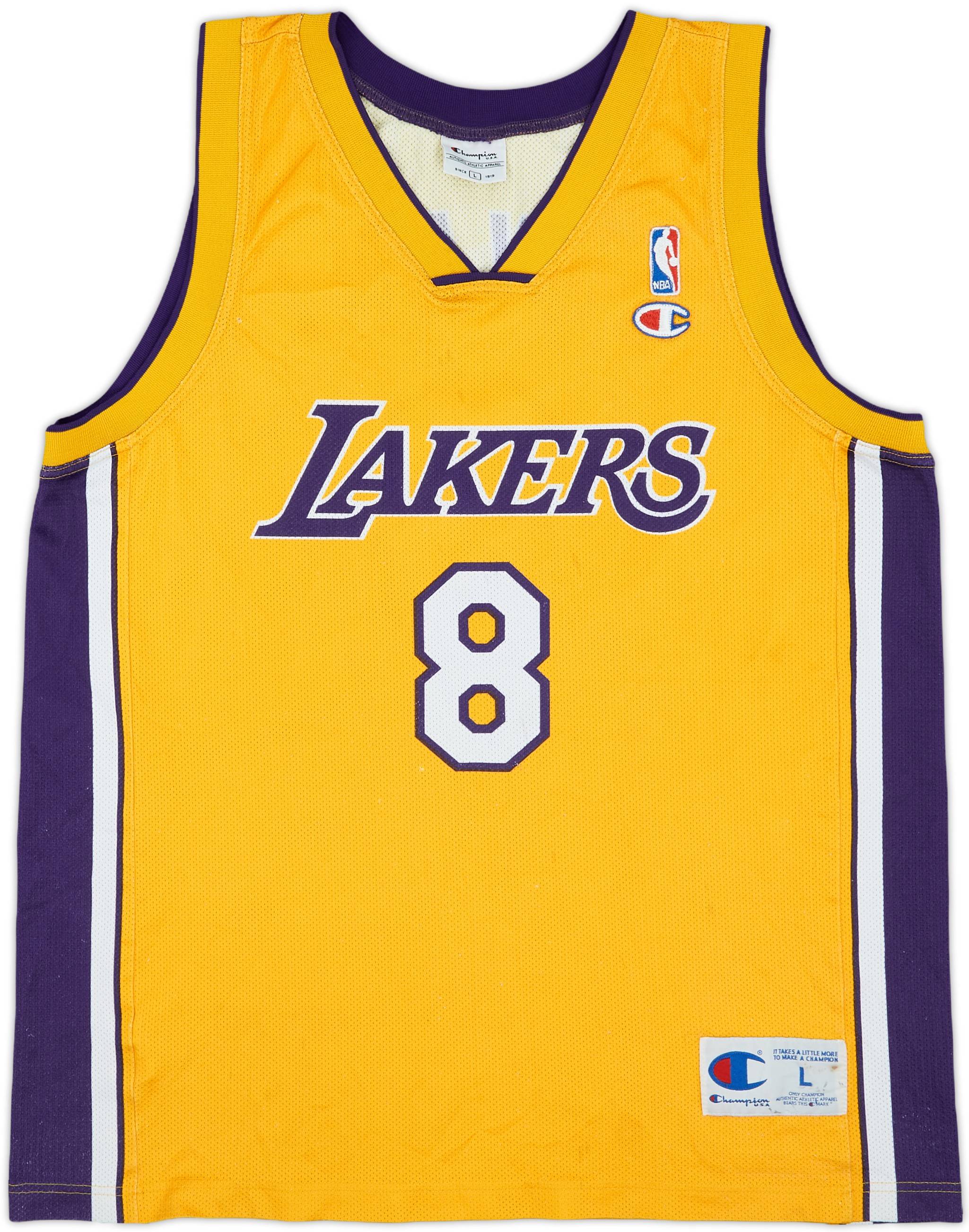 1999-06 LA Lakers Bryant #8 Champion Home Jersey - 4/10 - (L)