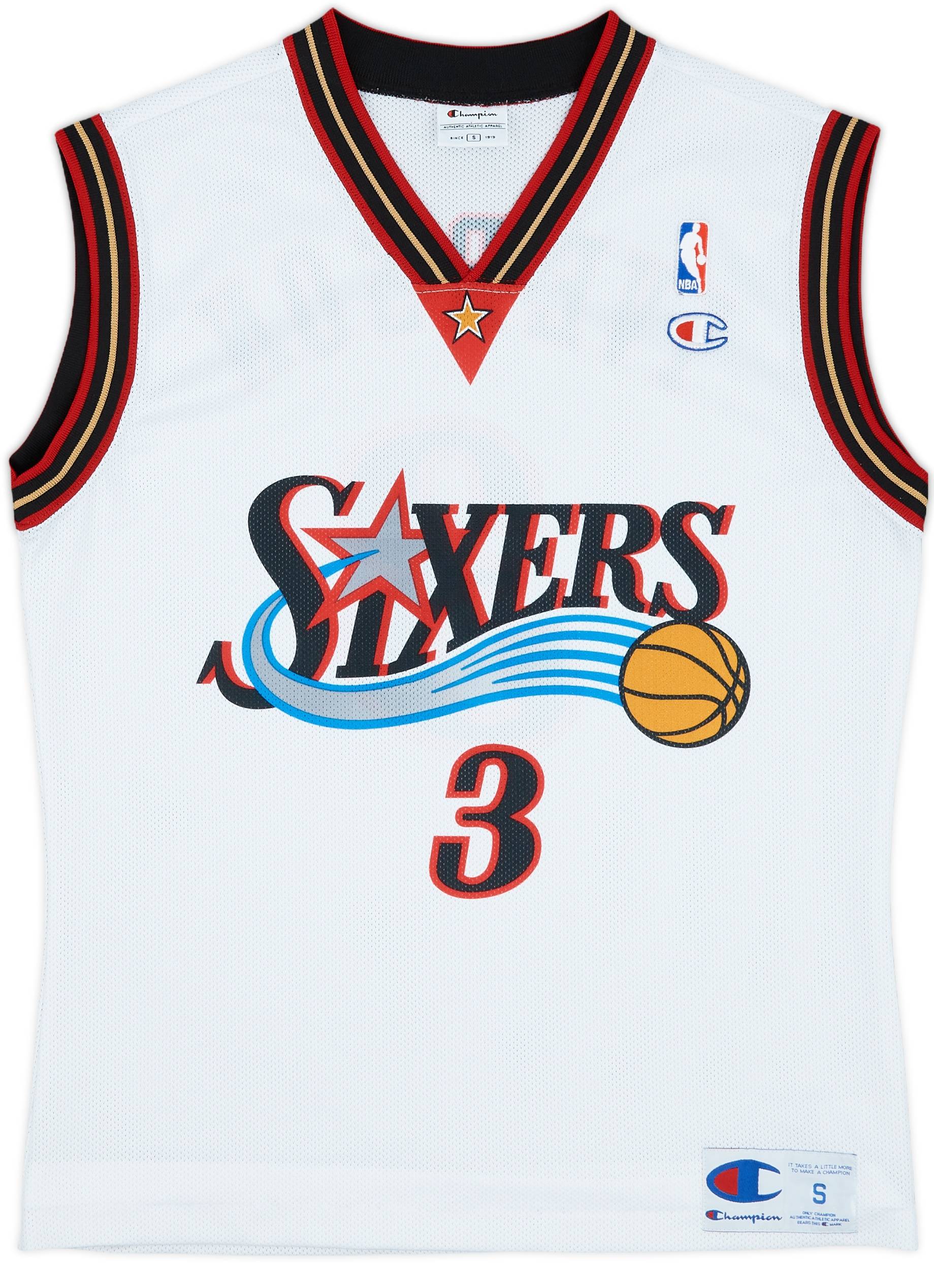 2000-06 Philadelphia 76ers Iverson #3 Champion Home Jersey - 9/10 - (S)