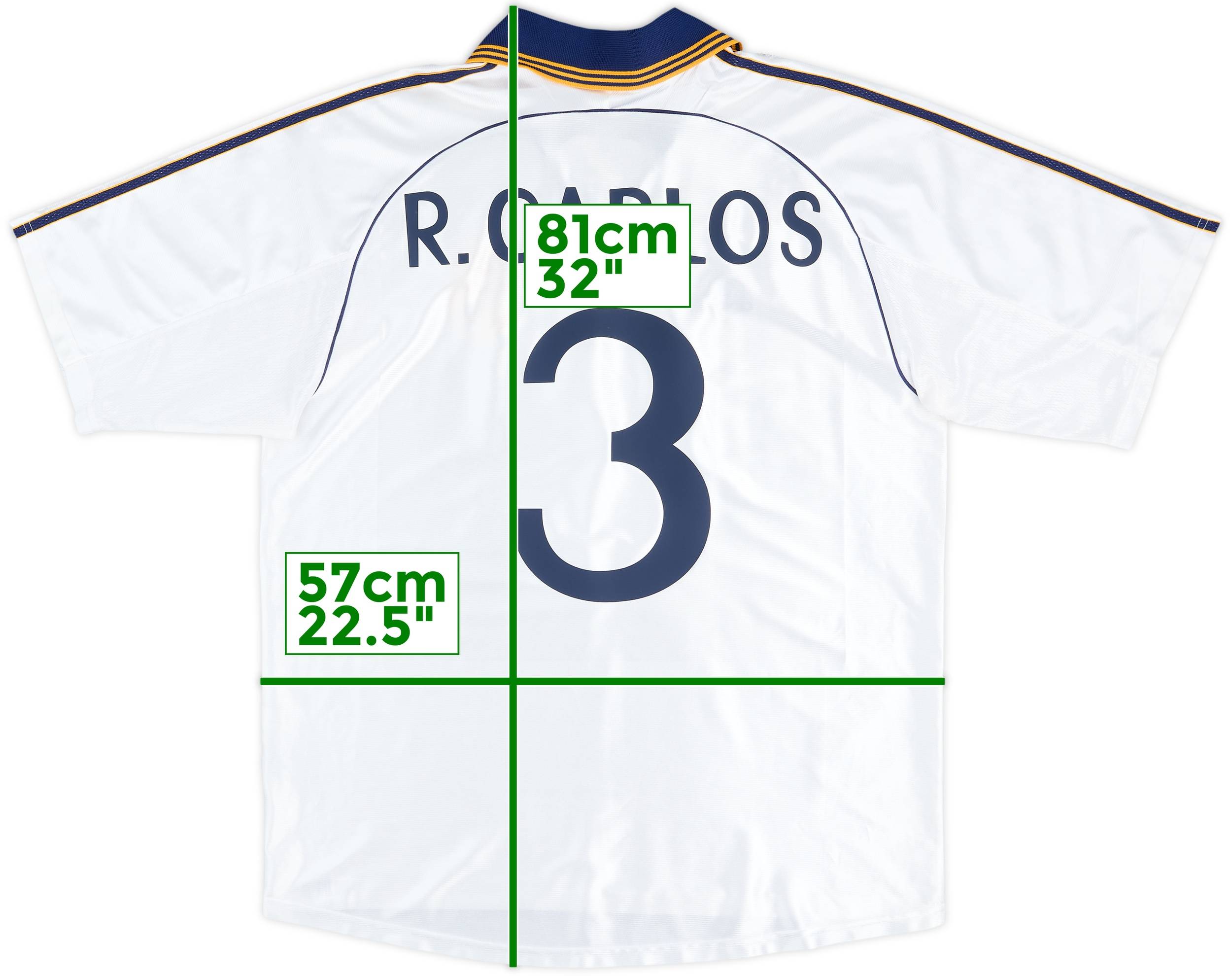 1998-00 Real Madrid Home Shirt R.Carlos #3 - 4/10 - (L)