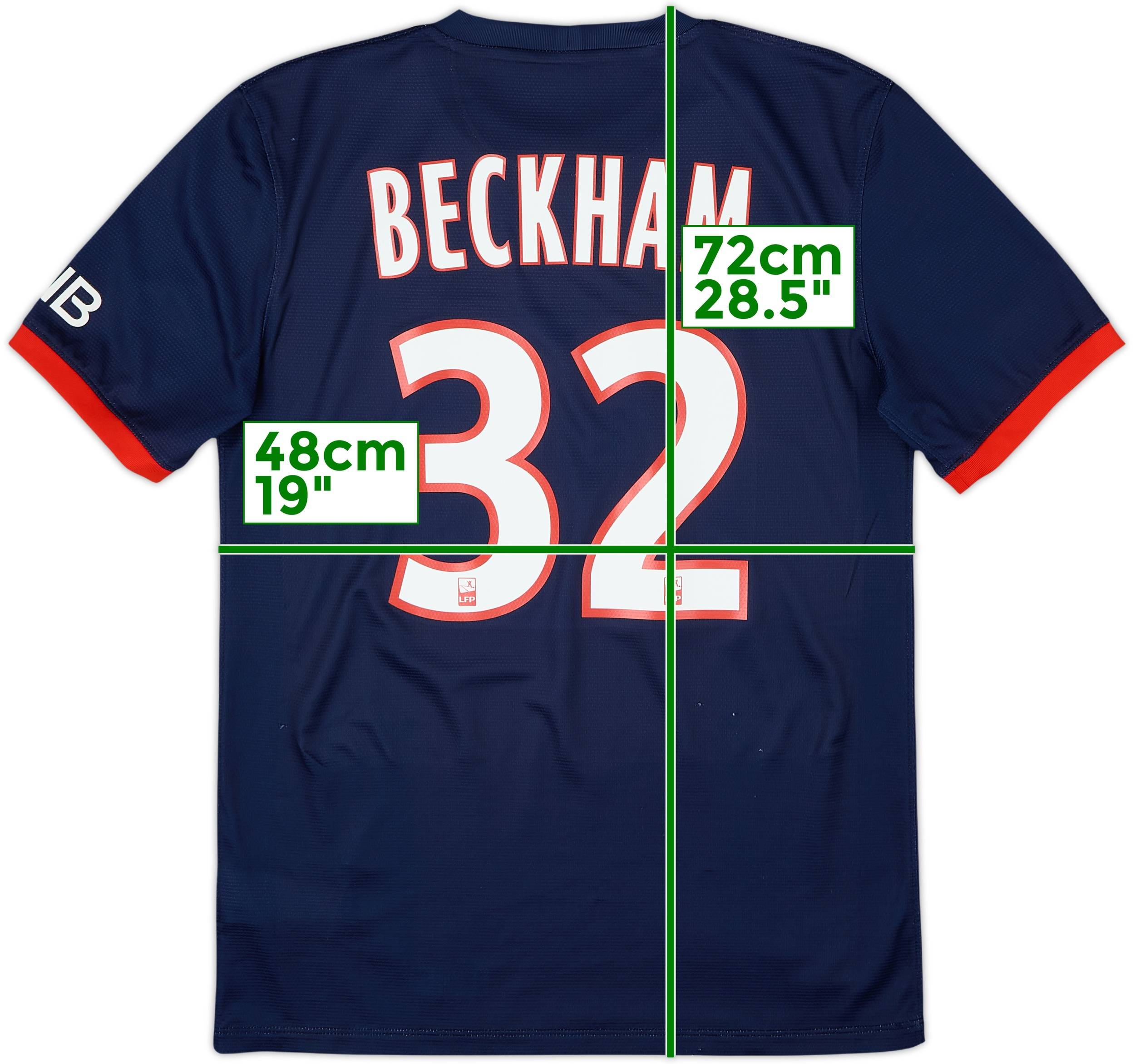 2013-14 Paris Saint-Germain Home Shirt Beckham #32 - 8/10 - (S)