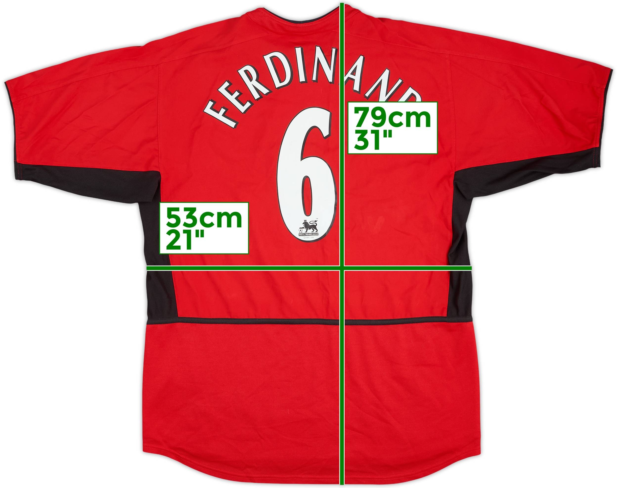 2002-04 Manchester United Home Shirt Ferdinand #6 - 8/10 - (L)