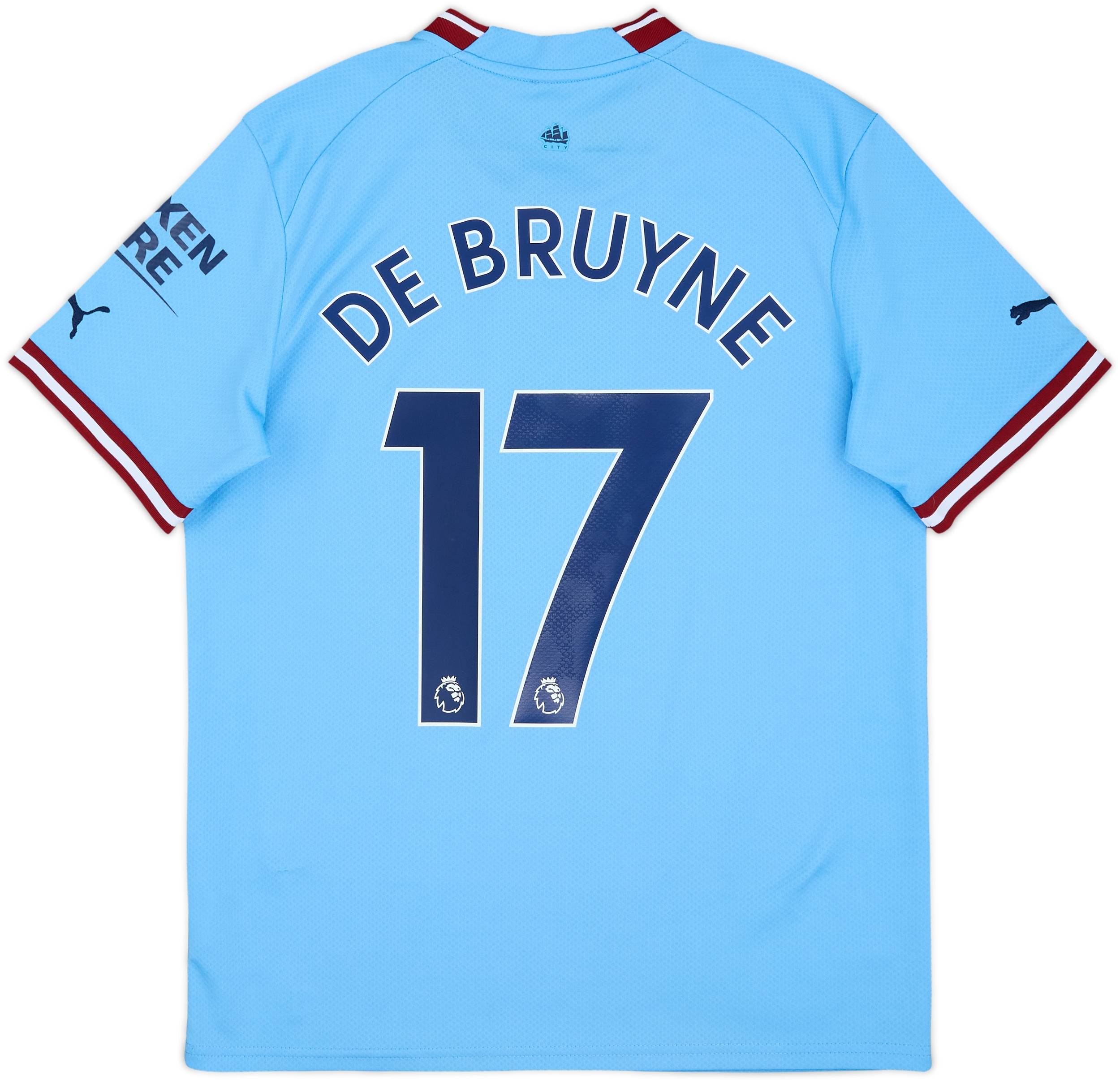 2023 マンチェスター・シティ DE BRUYNE 背番号17 半袖 シャツ 2022-23 Manchester City Home Shirt De Bruyne #17 - 7/10 - (M)
