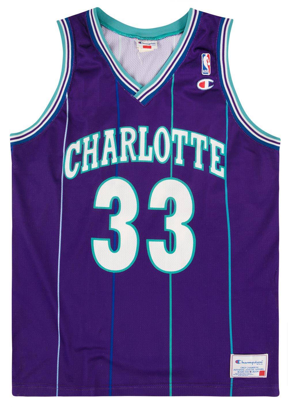 1994 95 Charlotte Hornets Mourning 33 Champion Jersey Alternate S